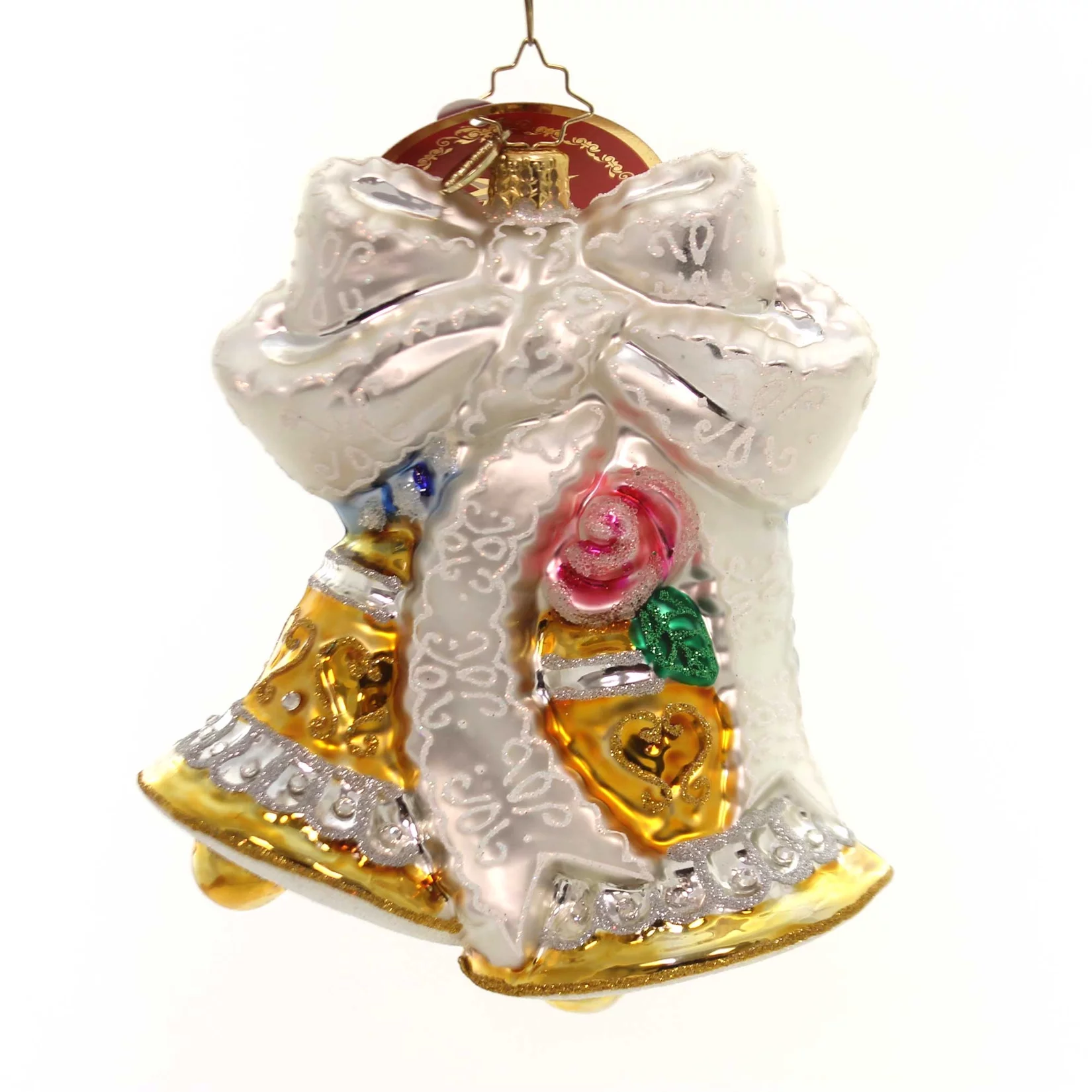 Christopher Radko Company Bells And Blossoms - 1 Glass Ornament 6.00 Inch, Glass - Ornament Wedding Marriage Love Ceremony 1018821