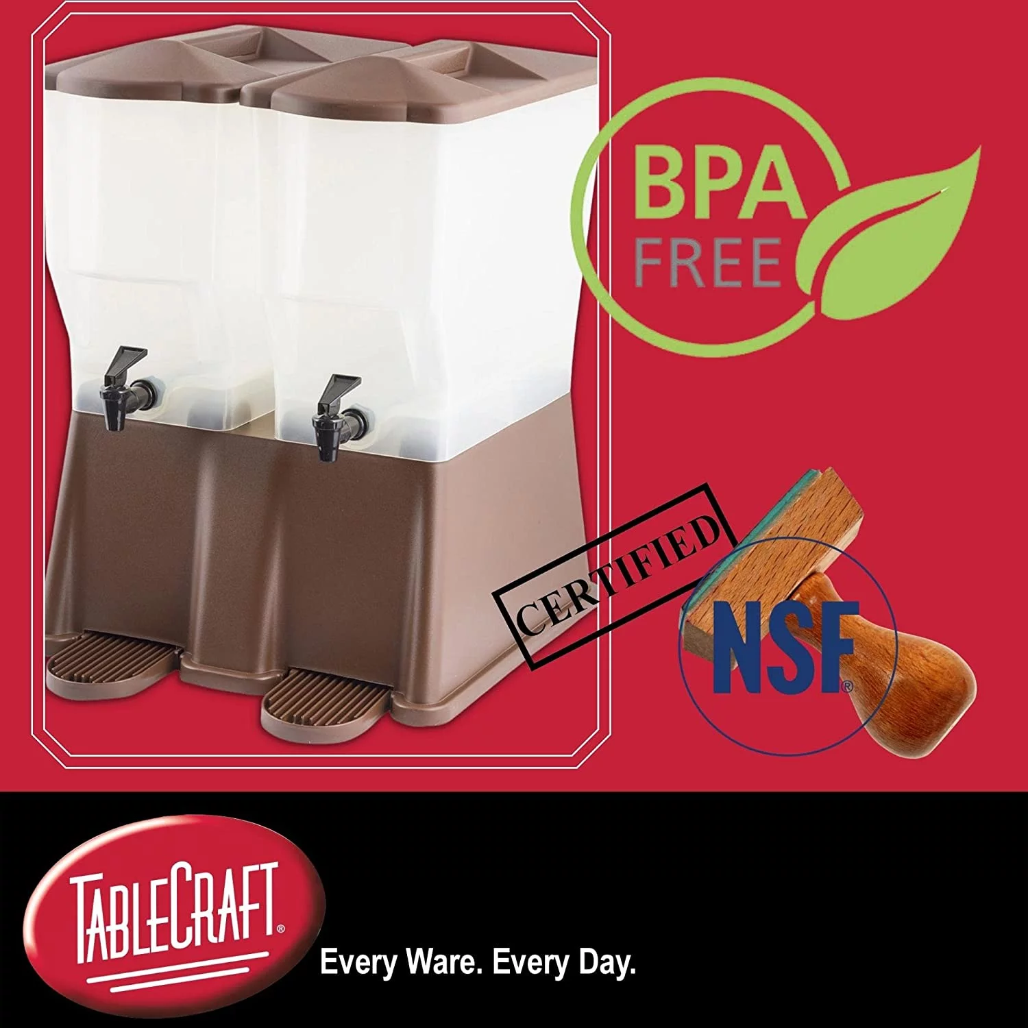 TableCraft 1053 Black & White 5 Gallon Plastic Beverage Dispenser