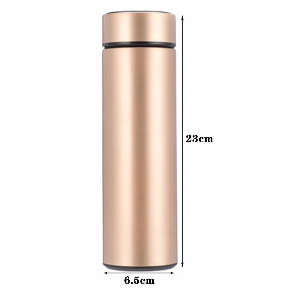 JahyElec 500 ML Vacuum Sealed Steel Thermos Insulated Coffee Cup Travel Mug LED Display(Gold)