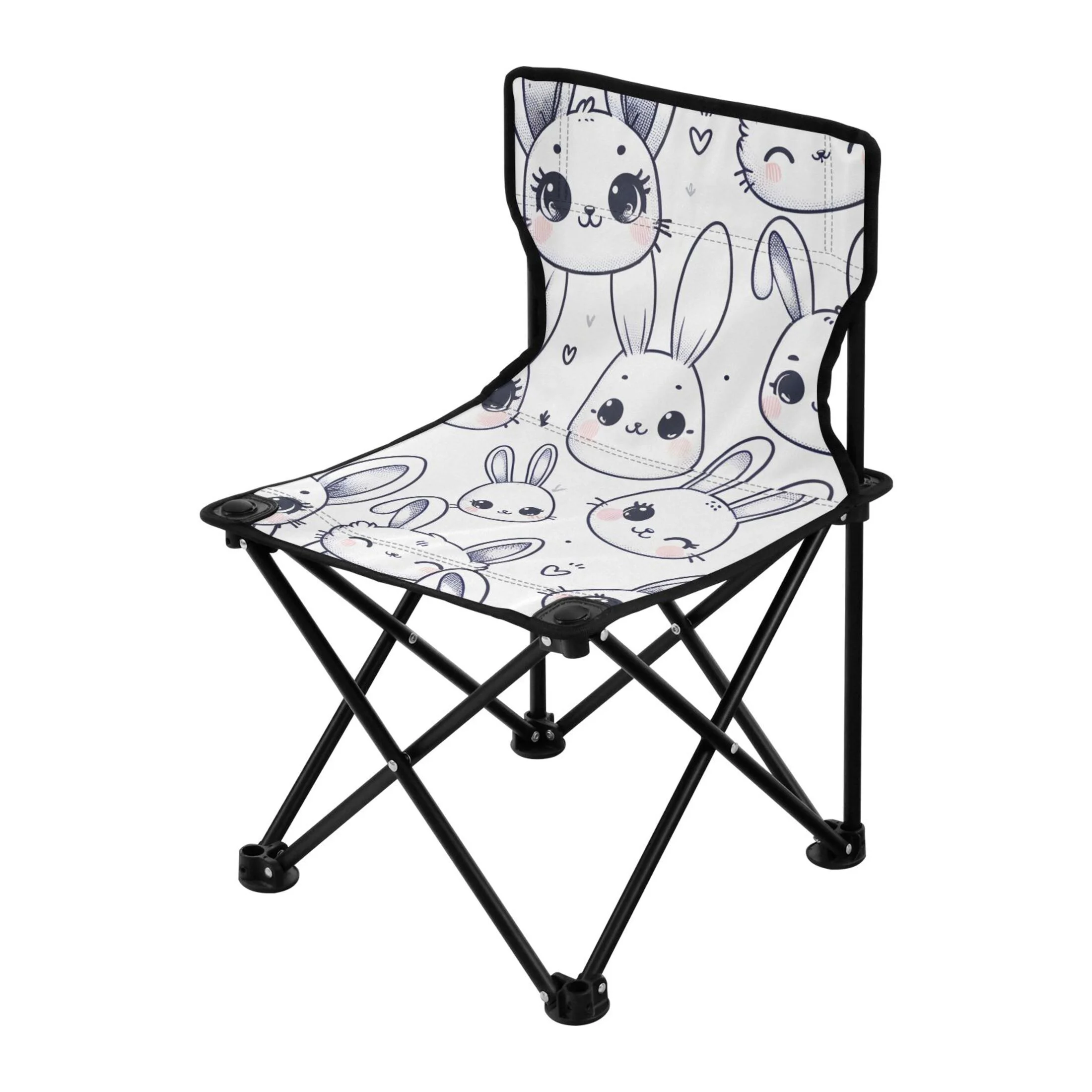 Rabbits Portable Camping Chair Outdoor Folding Beach Chair Fishing Chair Lawn Chair with Carry Bag Support to 220LBS