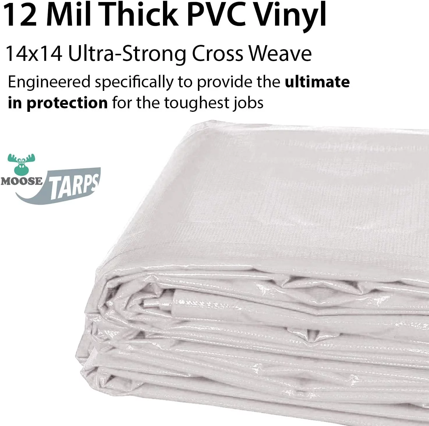 Heavy Duty Tarp, 100% Waterproof 12Mil Thick PVC Vinyl Tent Tarp For Camping, Multi-Purpose Thick ive Cover, Weather Proof, Heavy Duty, UV Resistant, 20 Feet X 30 Feet, White