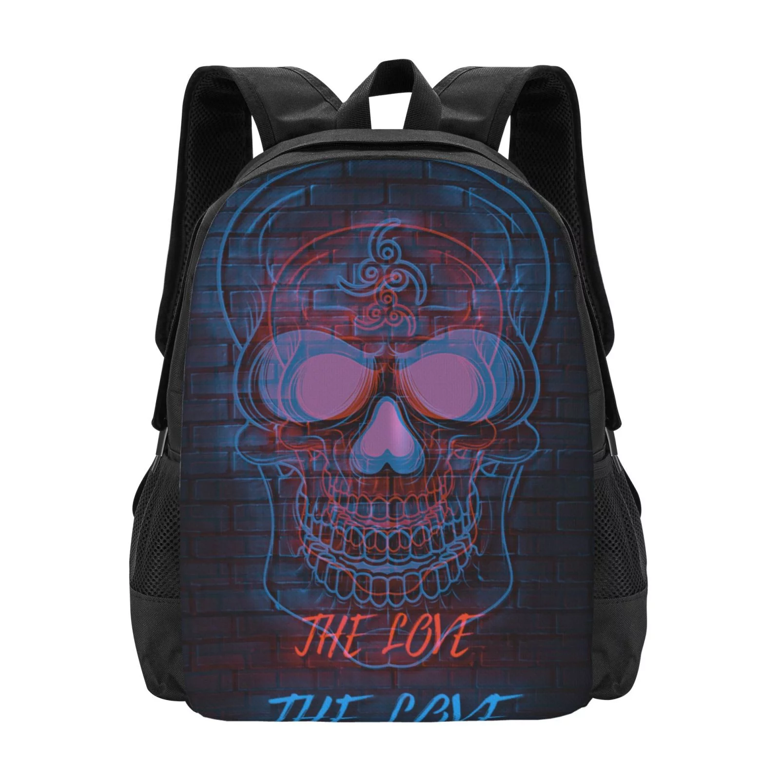 XMXT Travel Laptop Backpack for School Work, Love Neon Skeleton Print Large Capacity Bookbag Travel Bag Backpacks for Women Men