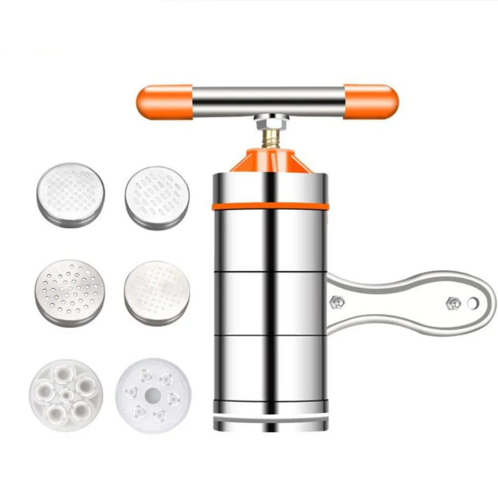 Small 6 Molds Cookware Stainless Steel Crank Noodle Tool Press Machine Making Spaghetti Manual Noodle Pasta Maker ORANGE