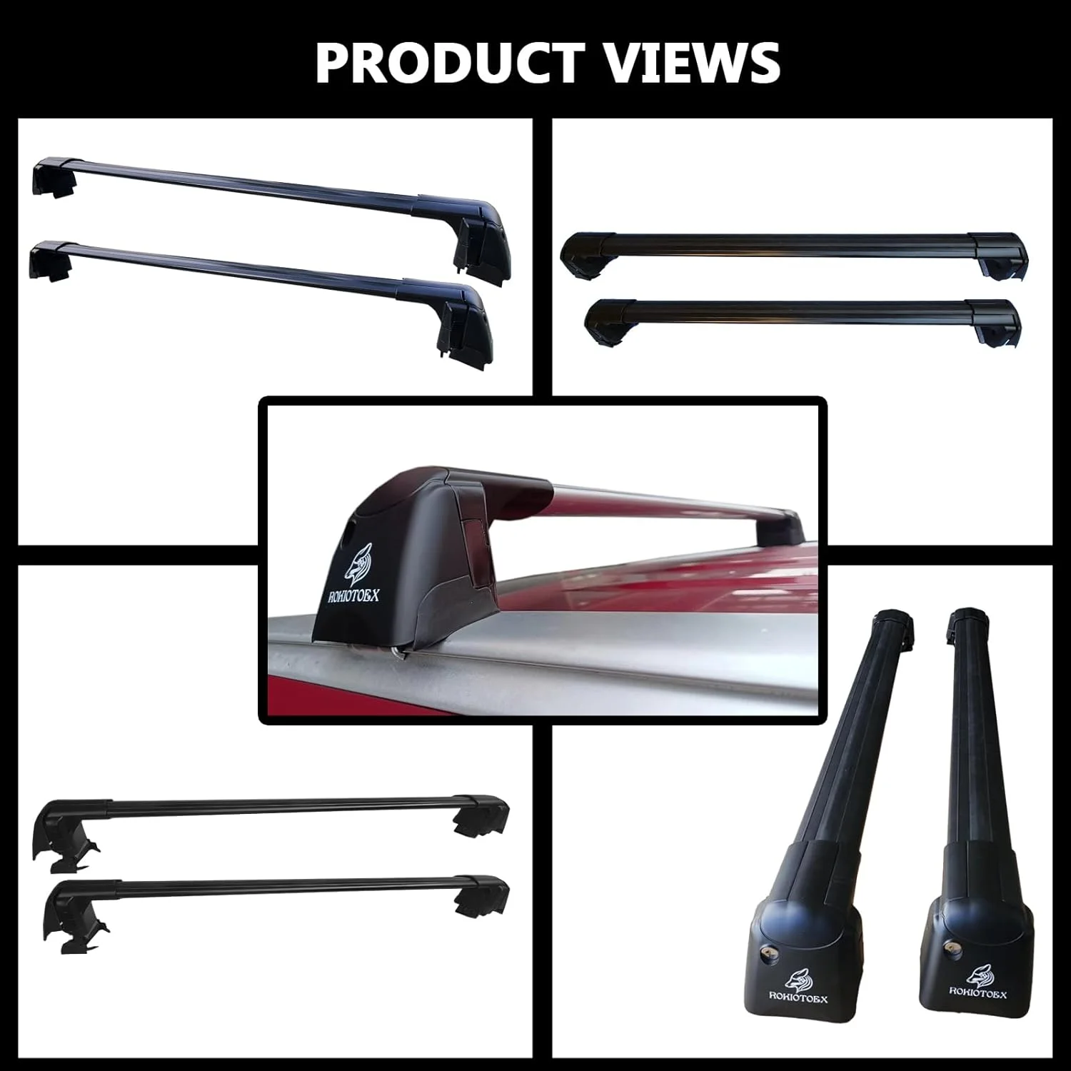 ROKIOTOEX Coyote Roof Rack Crossbars Fit for 2022 2023 2024 Genesis GV80 Flush Side Rails, Lockable Cross Bars for Rooftop Cargo Box Luggage, Ski Board, Bike Carrier – Black