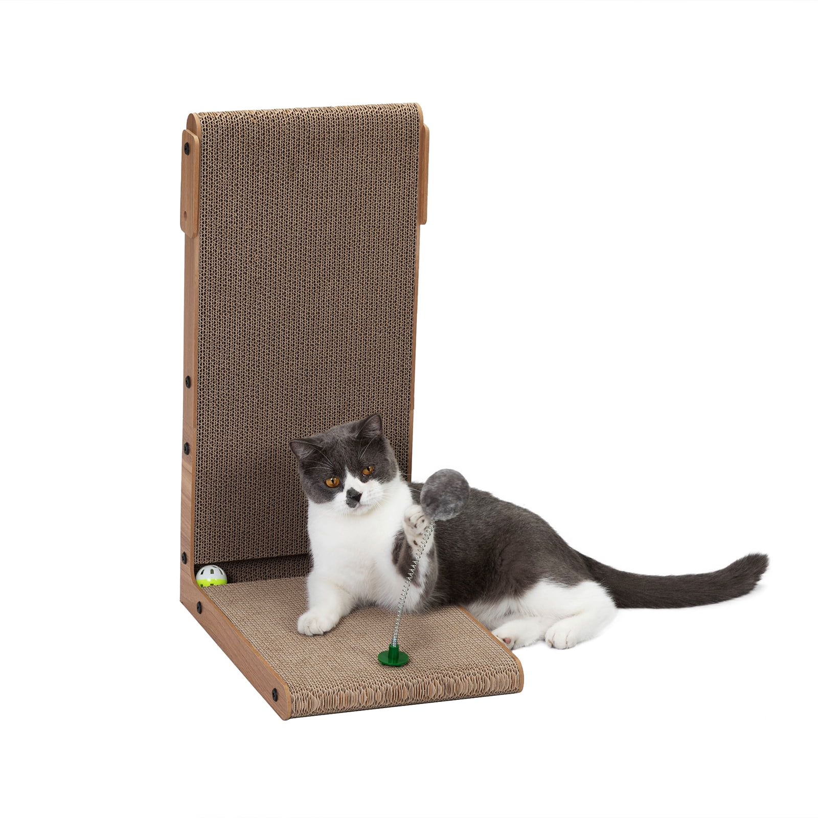 Andoer Cat Scratching Board, Corrugated Cat Scratcher with Bell and Toy, Indoor Cat Scratching Pad for Small to Large Cats