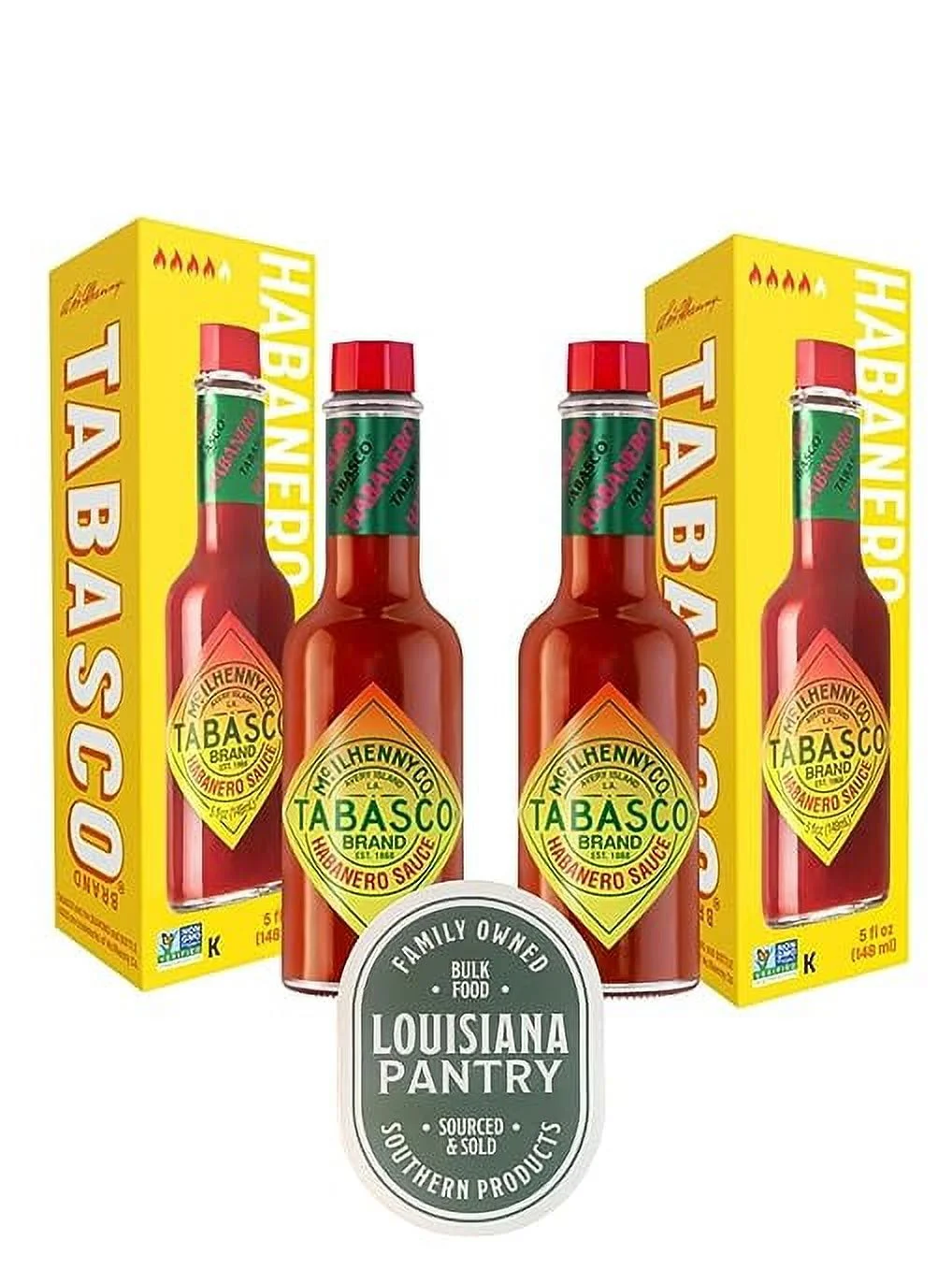 Tabasco 2 Pack Hot Sauce 5 oz Bottle Bundled by Louisiana Pantry (Habanero Pepper)