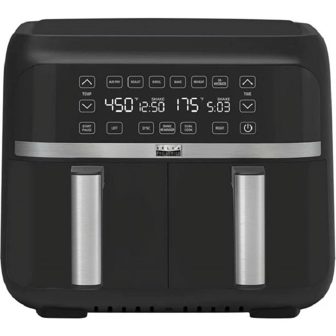 Bella 90135 Pro Series 8-qt. Digital Air Fryer with Dual Baskets Matte Black (bb)