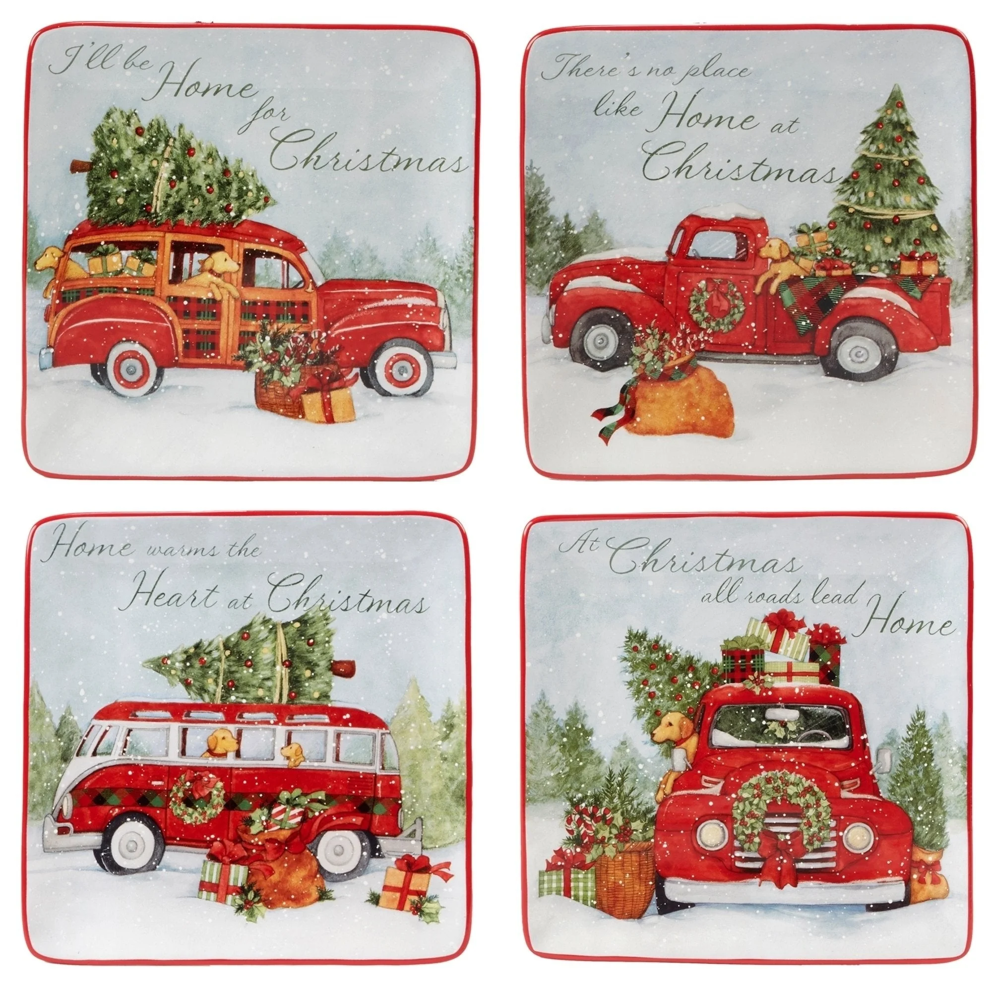 Home for Christmas Set/4 Dessesrt Plate 8.5