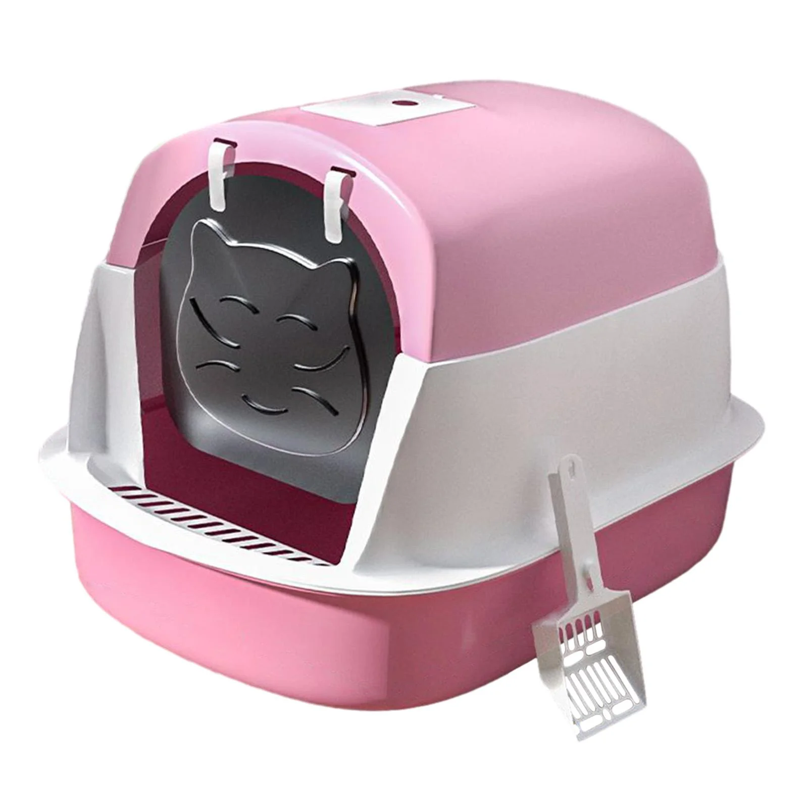 Gazechimp Cat with Hood Cat , Fully Enclosed Cat Toilet, Portable and pink