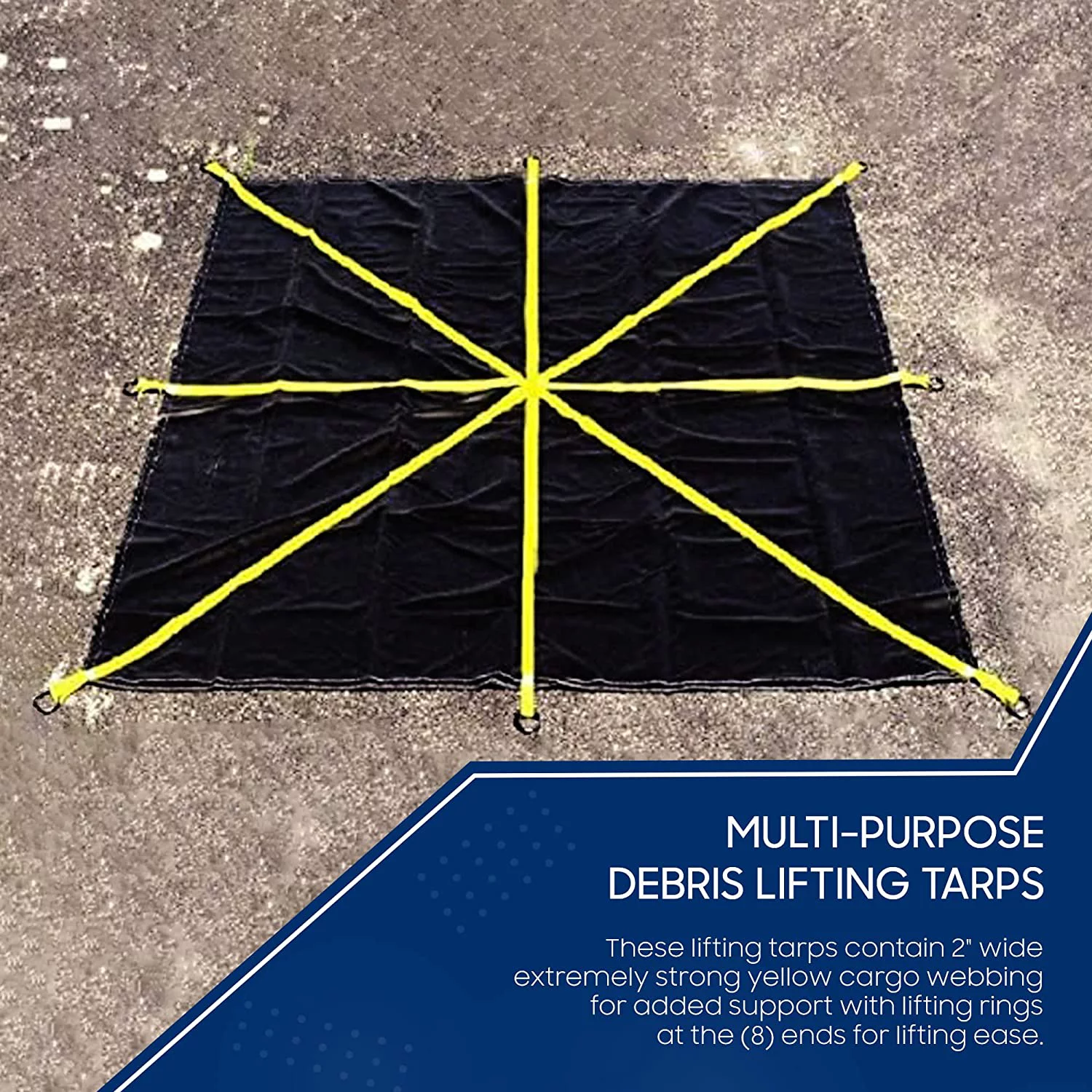 Tarps Now Debris Lifting Tarp, PVC Coated Tarps Cover with D-Rings (10' x 10')