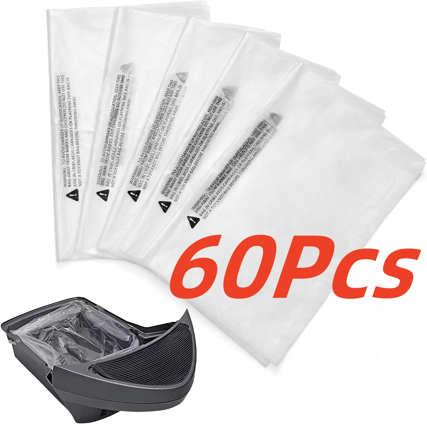 60PCS Litter Box Waste Bags Fit for Litter Box 3 and 4, Liner Bags, Self Cleaning Cat Litter Box Trash bags with 9-11 Gallons of Capacity