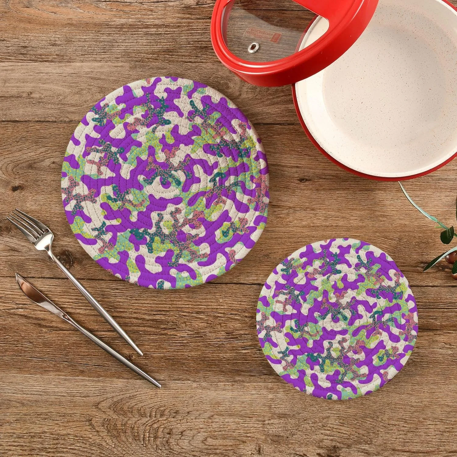 SKYSONIC Pot Holders Trivets set, 2 Pcs,Camouflage Fashion Pattern Potholders for Kitchen Thread Weave Trivets for Hot Dishes/Pot/Bowl/Teapot/Hot Pot Holders