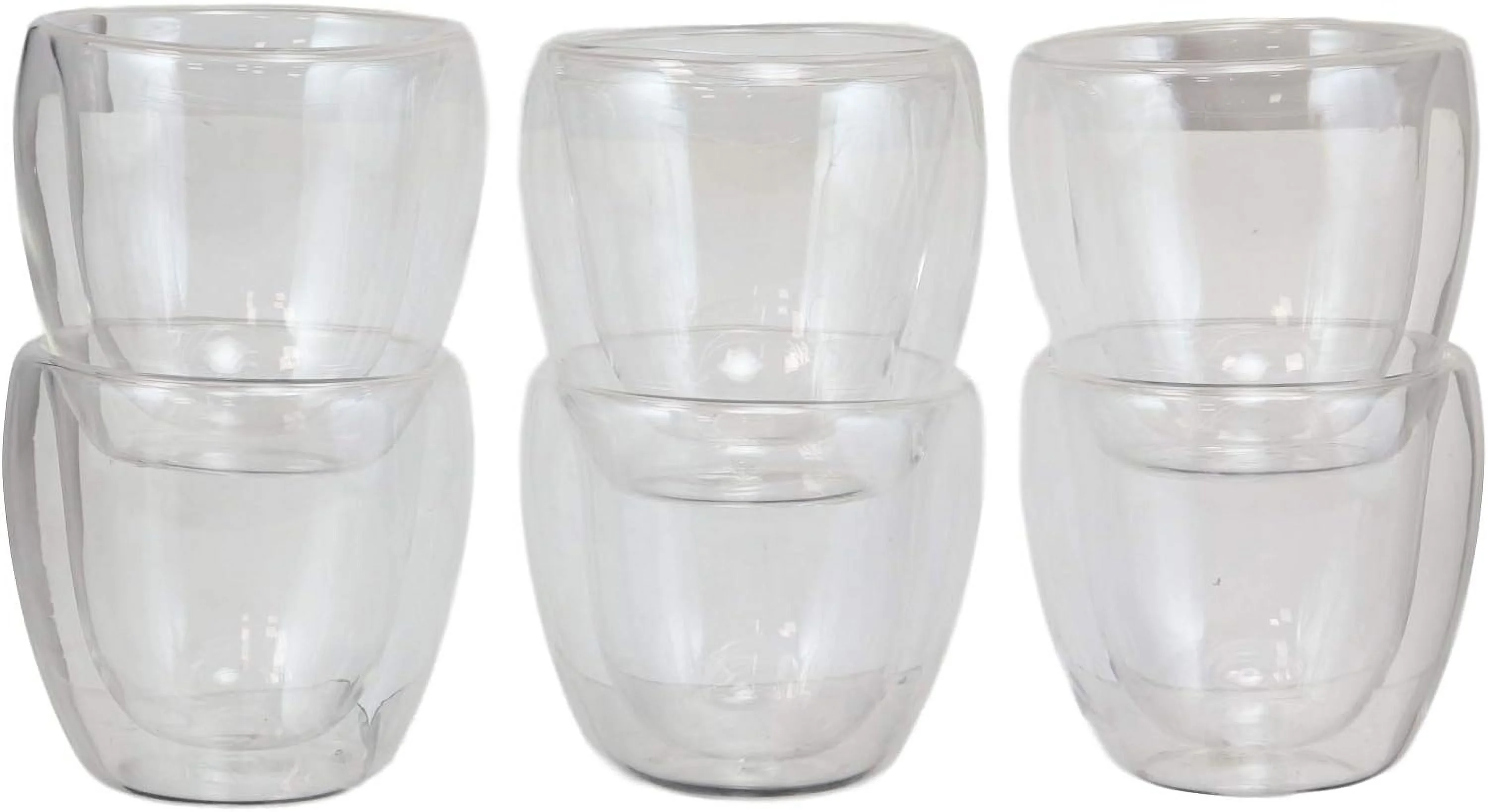 Heat Thermal Resistant Double Wall Insulated Glass Sake Or Tea Cup Set Of 6 Cups Glasses Drinks Kitchen Decor Also Perfect Holders For Succulents Votive Tealights (Medium 3