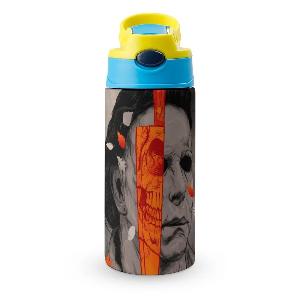 Halloween Michael Myers Kid's Insulated Water Bottle With Straw Vacuum Stainless Steel Cup Leak-Proof Children Toddler Thermoses