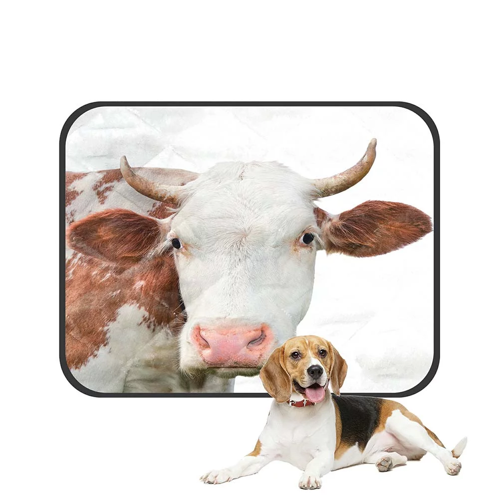ABPHQTO Funny Cow Looking At The Camera Pet Dog Cat Bed Pee Pads Mat Cushion Potty Dogs Blankets Crate Bed Kennel 28x36 inch