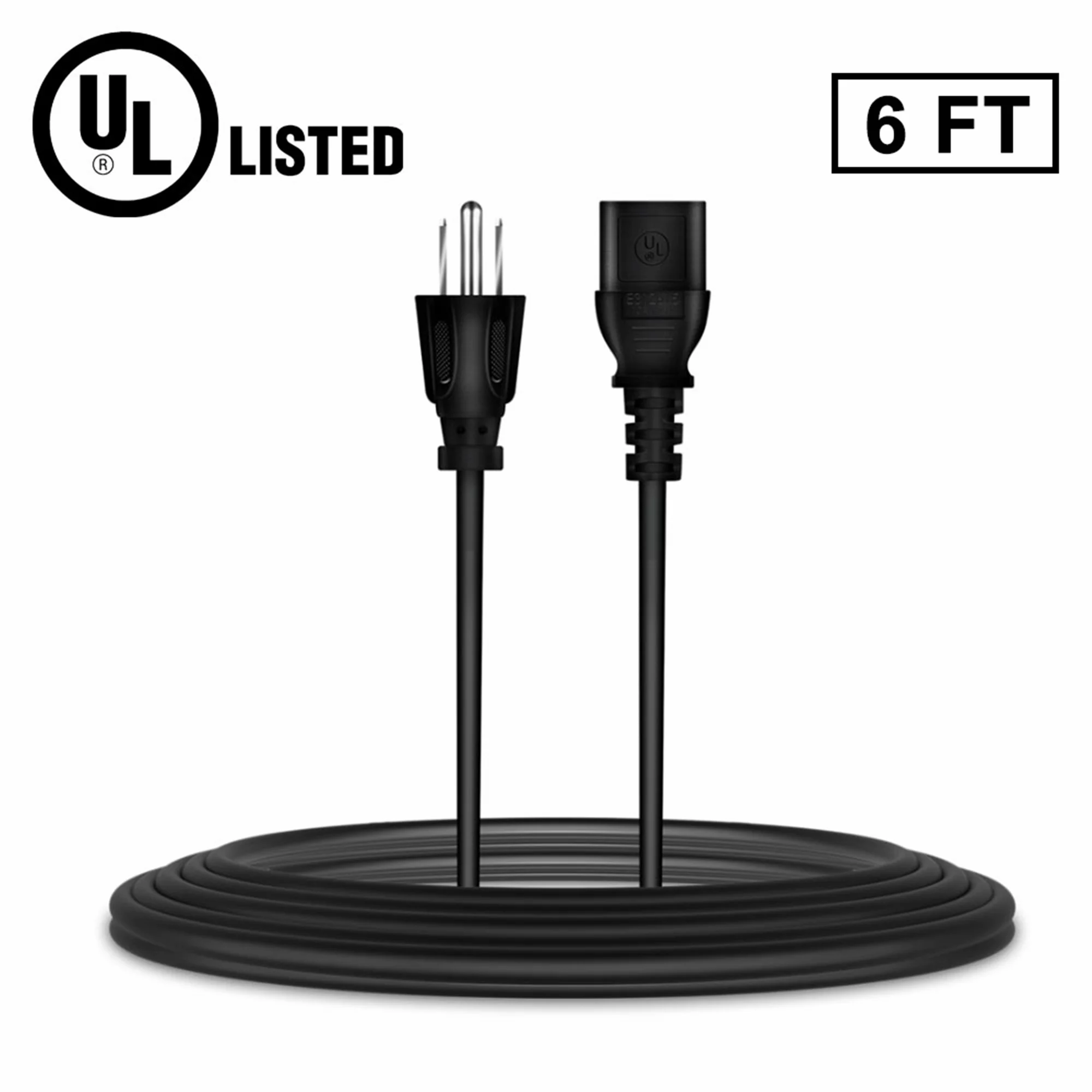FITE ON 6ft UL AC Power Cord Cable for HP Pavilion p6823w QN642AAR Desktop PC Computer