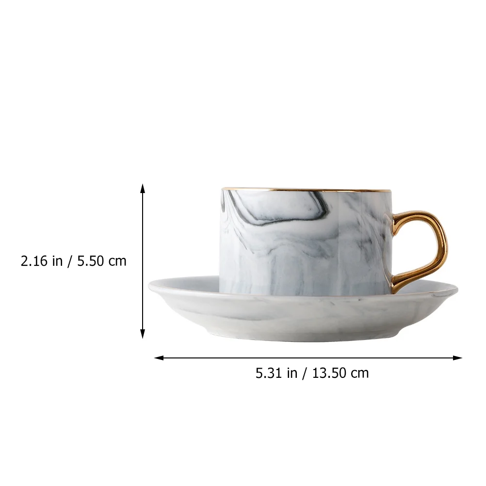 HOMEMAXS 1 Set of Creative Coffee Mug Afternoon Tea Ceramic Cup Mug with a Saucer (Grey)