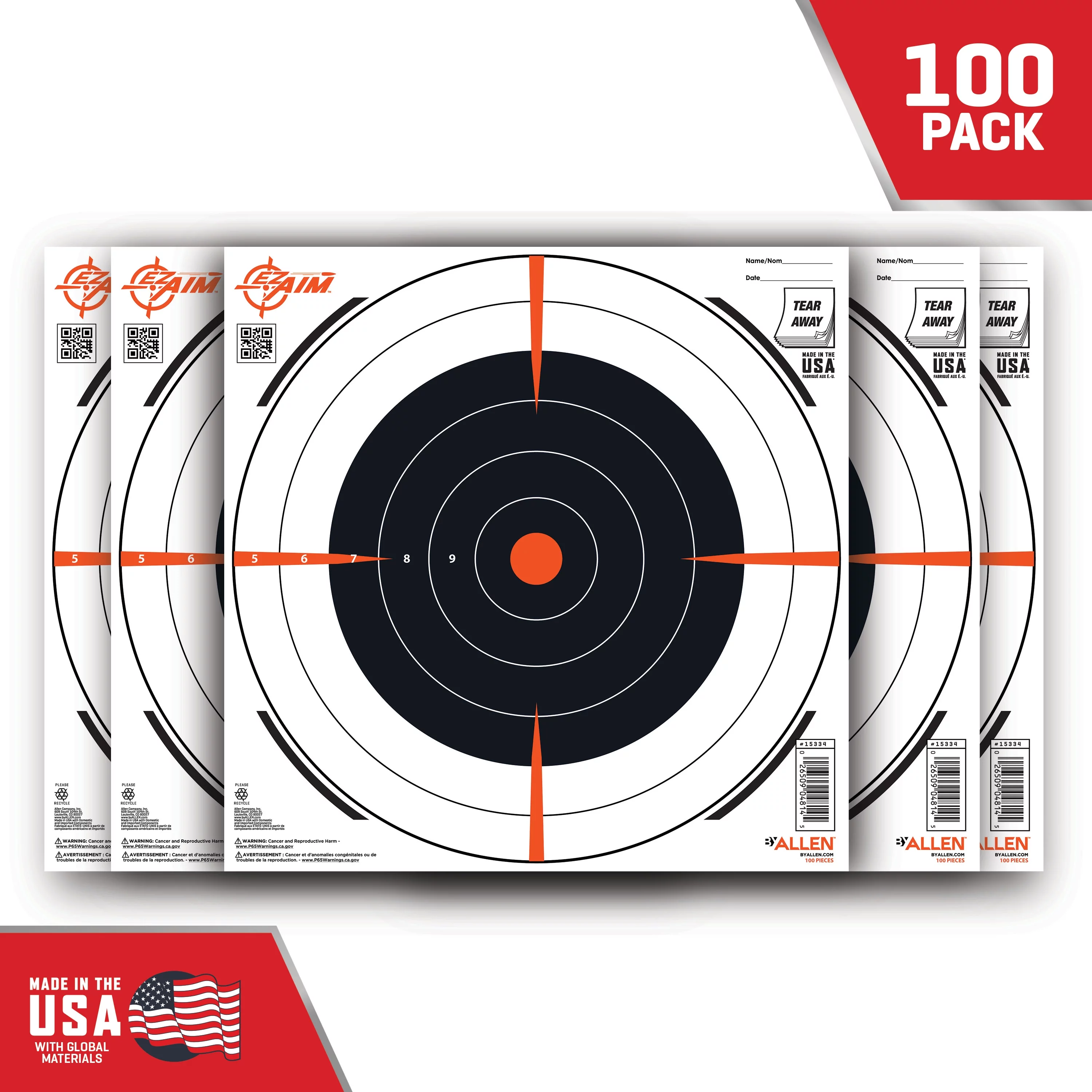 Ez Aim Bullseye Paper Shooting Targets by Allen Company, 12