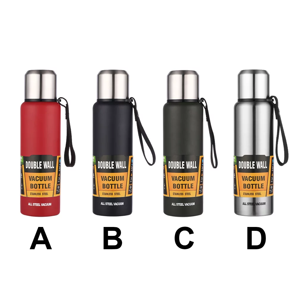 Large Capacity Stainless Portable Vacuum Flask Insulated Tumbler with Rope Thermo Bottle 500/750/1000/1500ml Red 750ML