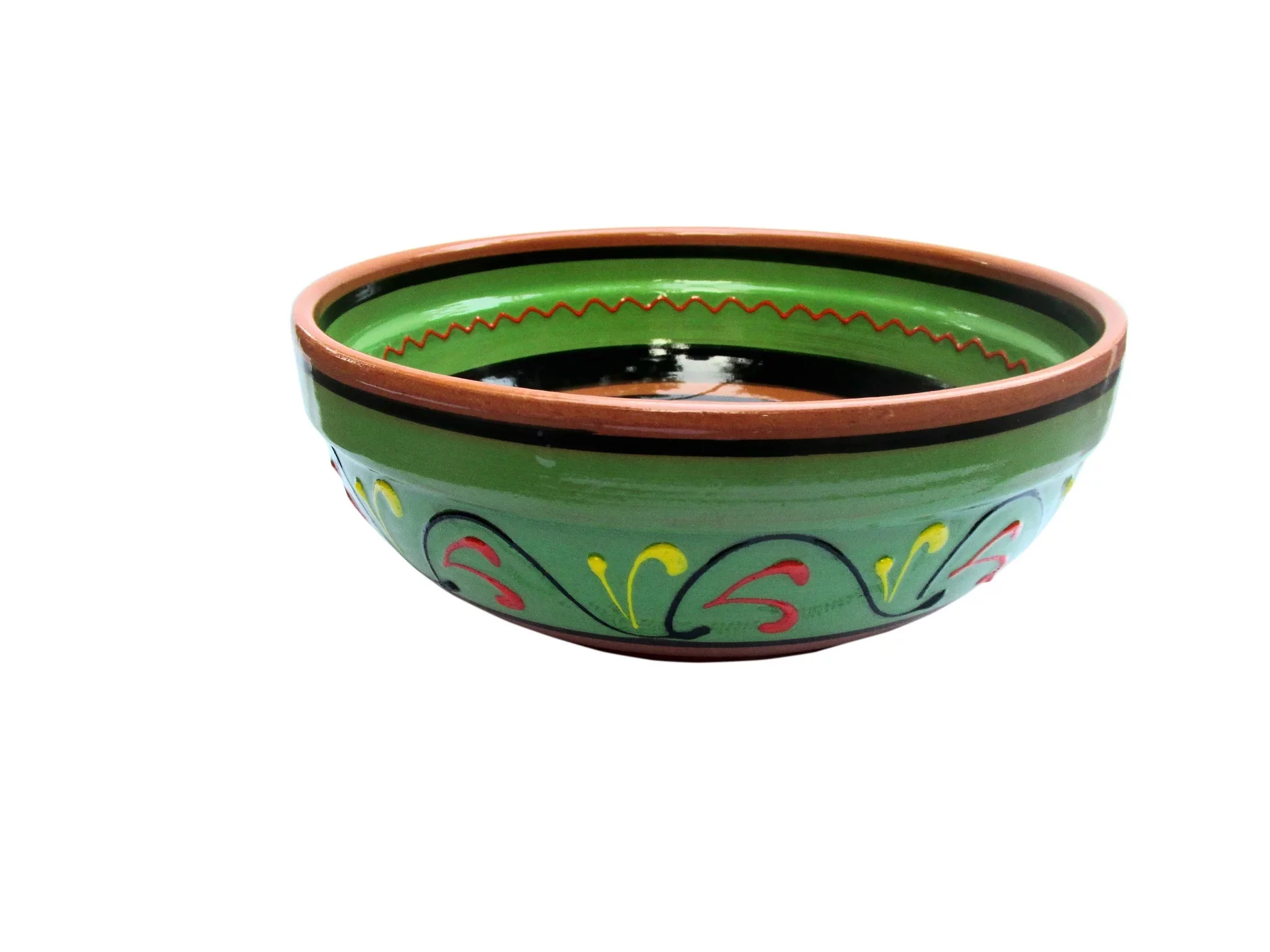 Terracotta Green, Deep Serving Dish - Hand Painted From Spain