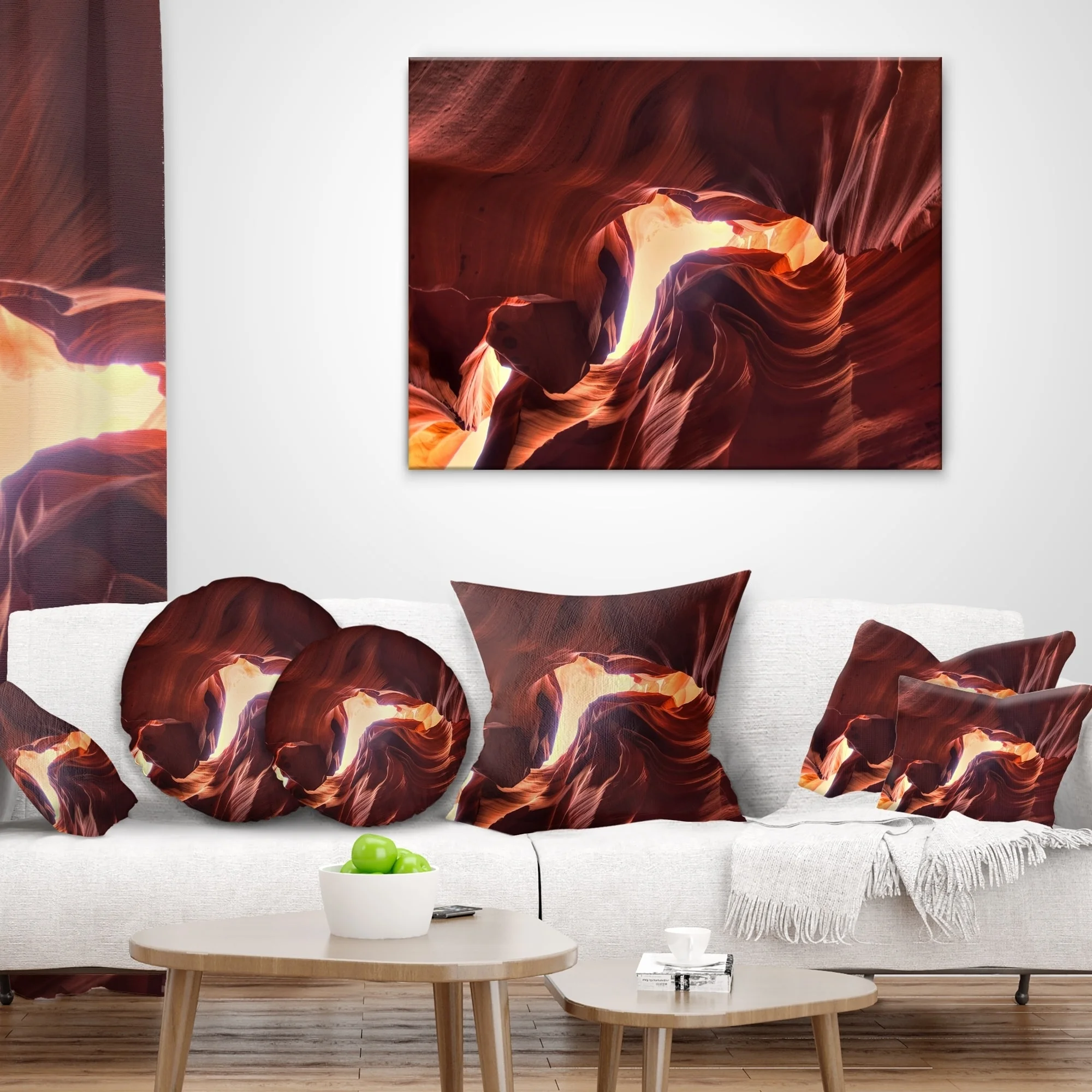 DESIGN ART Designart 'Stone Structures In Lower Antelope Canyon' Photography Throw Pillow 16 in. x 16 in. Small