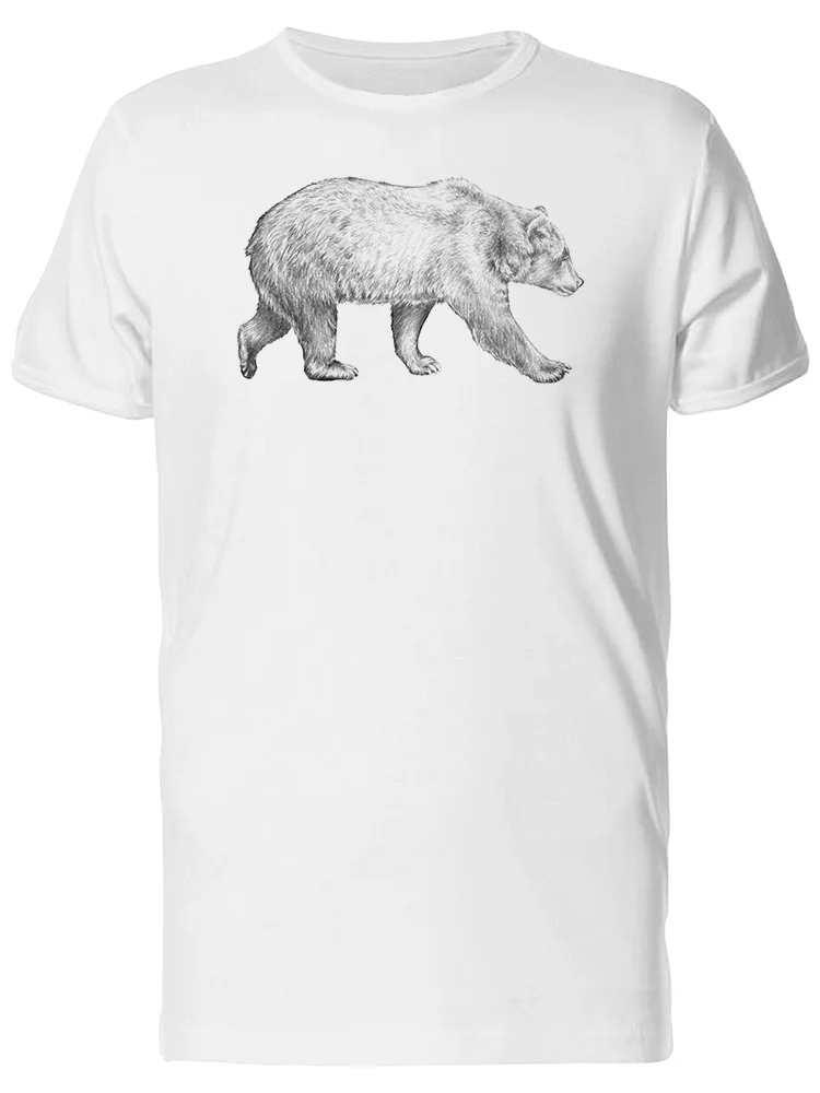 Grizzly Bear Walking Sketch T-Shirt Men -Image by Shutterstock, Male Large