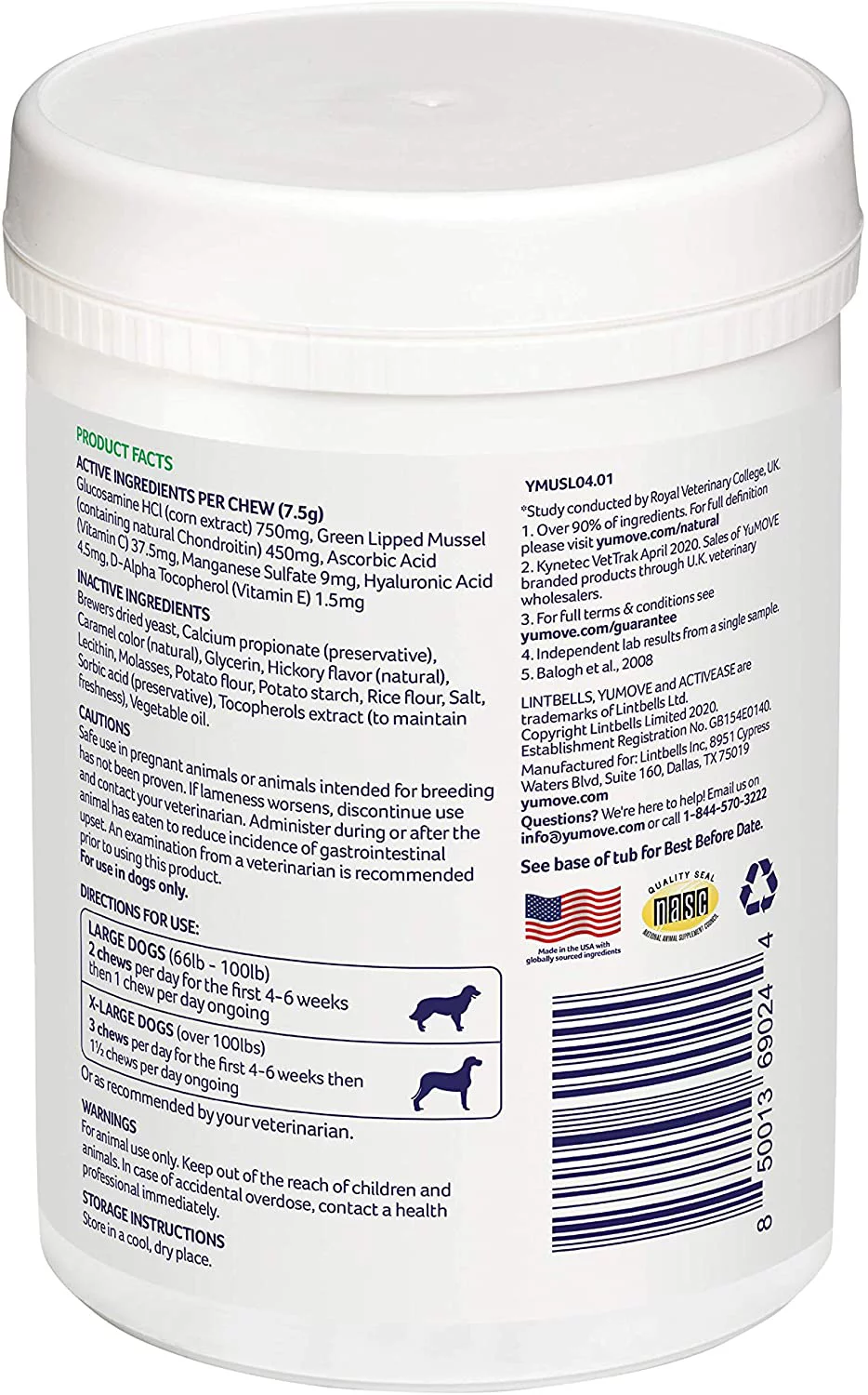 Lintbells YuMOVE Joint Supplement Dog Chews - Contains Glucosamine, Green Lipped Mussel - Natural Relief from Hip Ache, Stiff Joints - 1 Month’s Supply