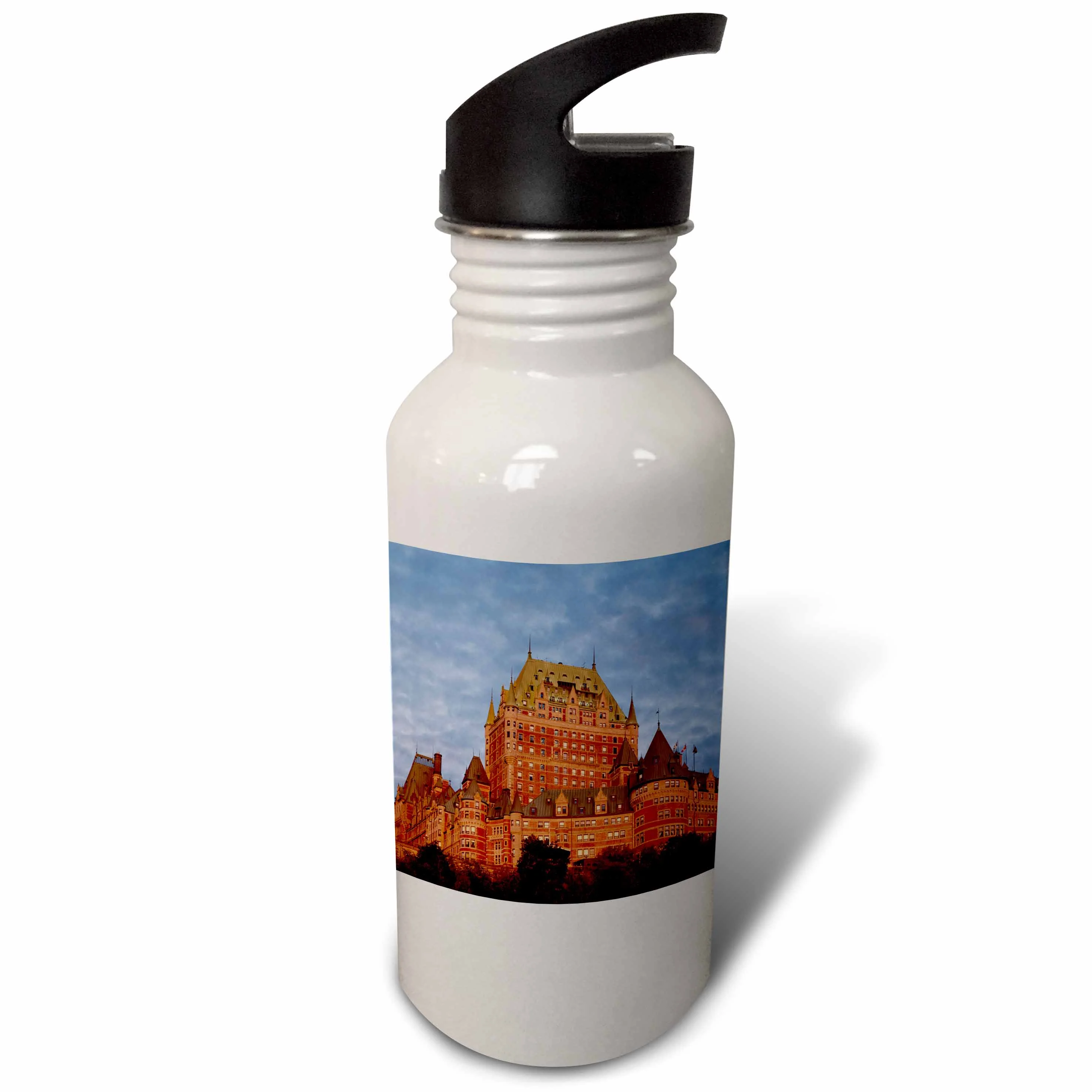 Canada, Quebec, Quebec City, Chateau Frontenac with dawn light 21 oz Sports Water Bottle wb-189297-1