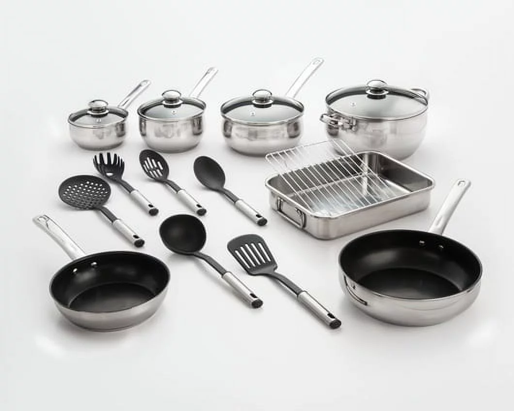 18 Piece Belly-Shaped Cookware Set W/ Encapsulated Base & Non-Stick Coating