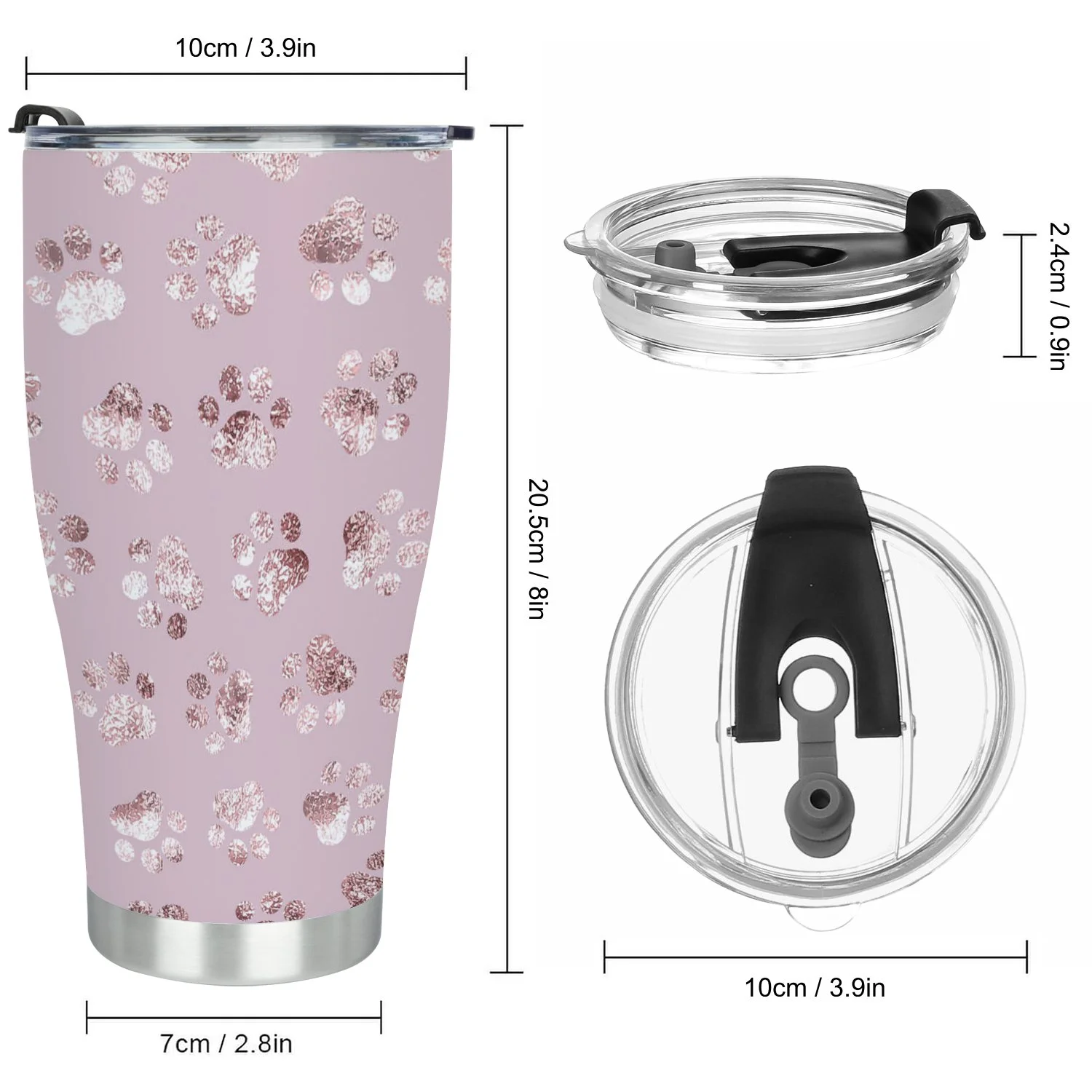 Hidove Stainless Steel Tumbler, Paw on The Purple Background 30oz Leak Proof & Stainless Steel Bottle for Hot & Cold Drinks - Coffee Travel Mug, Water Metal Canteen, Thermal Cup