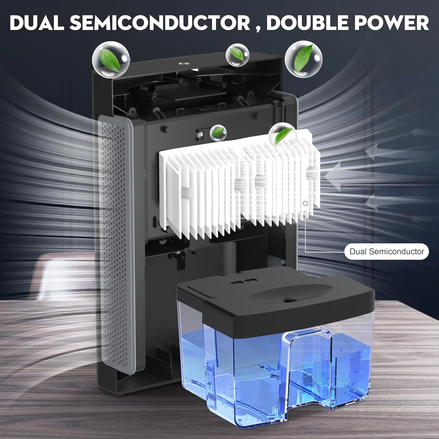 Dehumidifiers for Home, 62 OZ Dehumidifier for Room with Auto Shut Off, Sleep Mode (800 sq. ft) Portable Dehumidifier for Bathroom, Bedroom, Basement, RV, 7 Colors LED Light, White