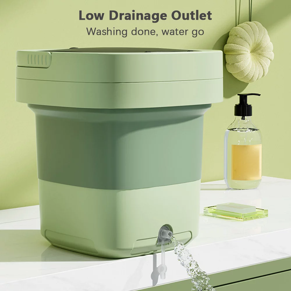 Pristin Compact Foldable Washing Machine, 8L Capacity, UV Sterilization, Drain Basket Included