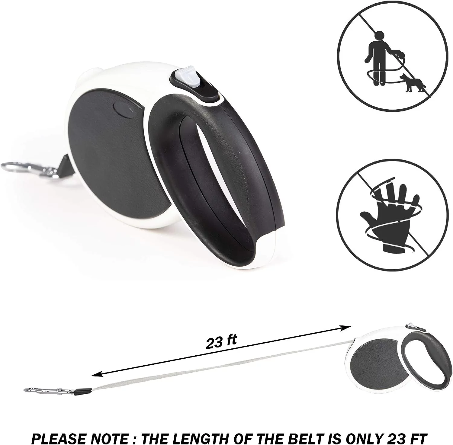 Retractable Dog Leash 23ft Heavy Duty Traction Dog Rope,360°Tangle-Free Dog Walking Leash, Strong Reflective Nylon Tape with Anti-Slip Handle, 3-bunton Control