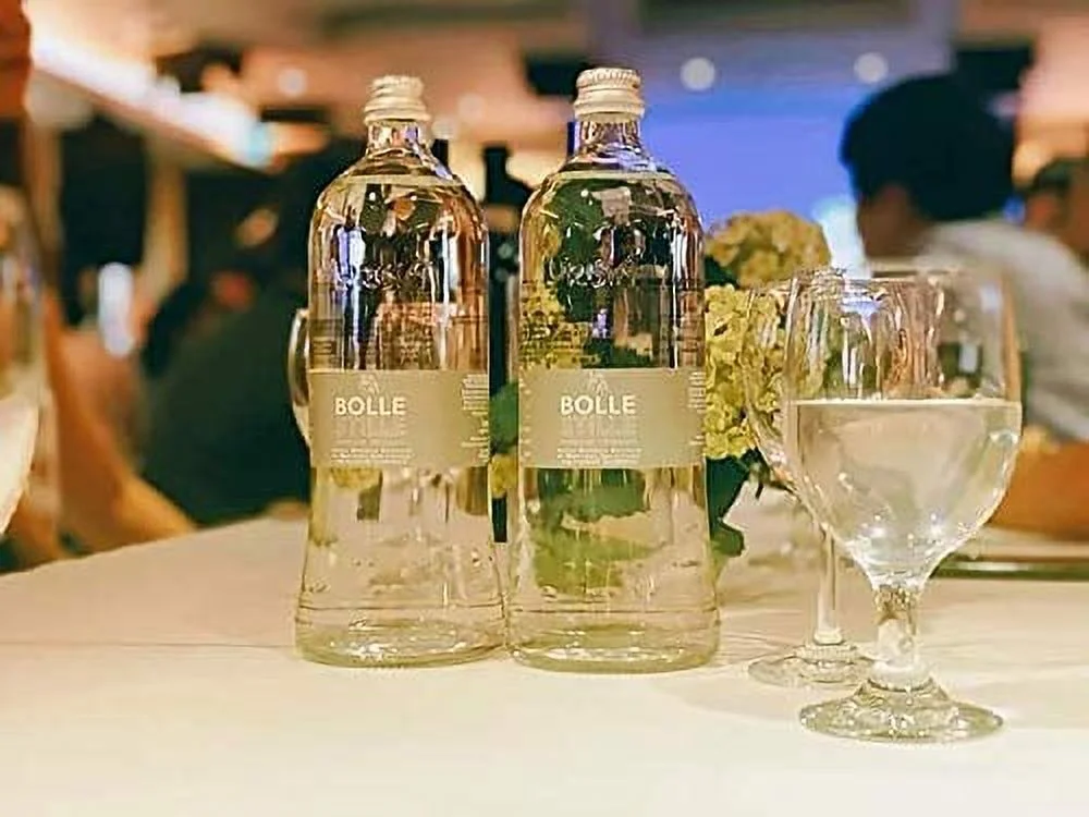 Alu Bolle (Sparkling) Natural Spring Mineral Water, 11 Fl Oz (10 Glass Bottles)