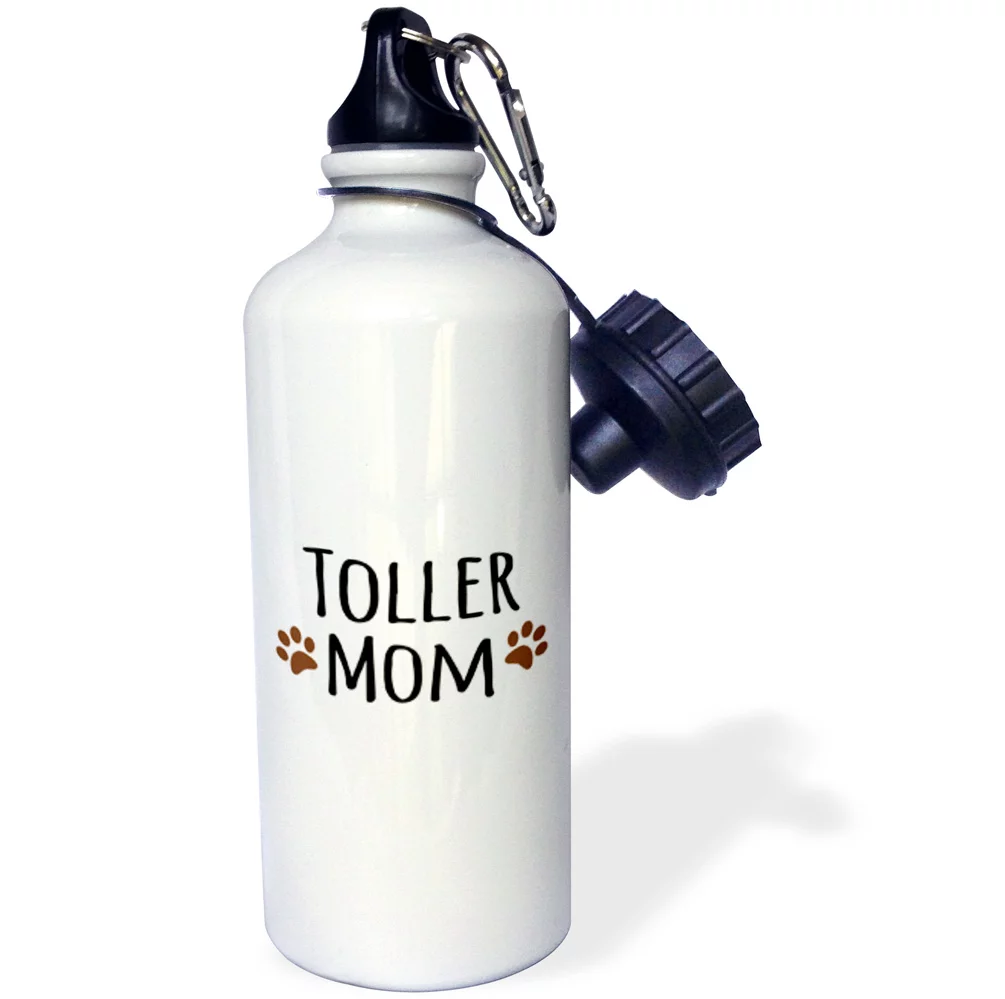 3dRose Toller Dog Mom - Nova Scotia Duck Tolling Retriever - Doggie by breed - brown paw prints doggy mama - Straw Water Bottle, 21-ounce