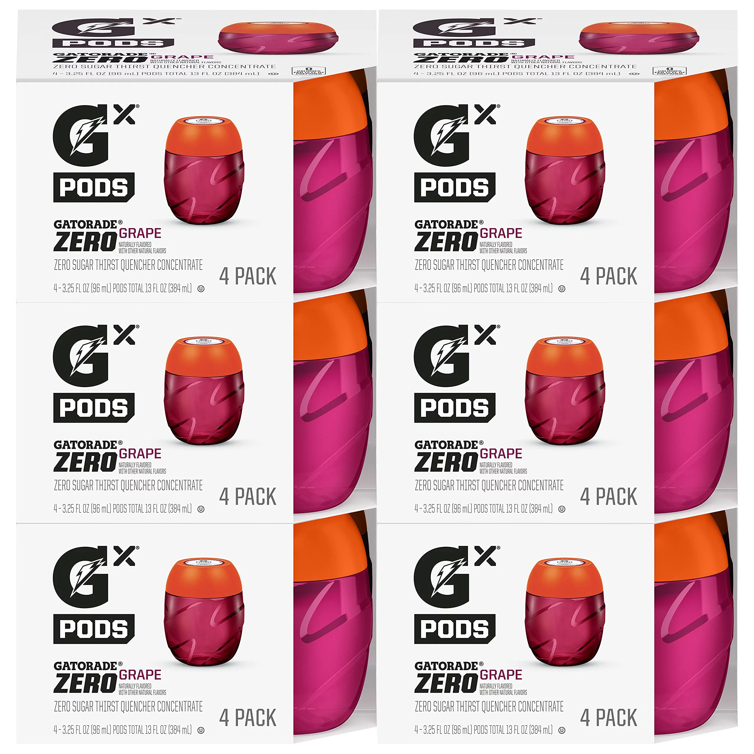 Gatorade Gx Hydration System, Non-Slip Gx Squeeze Bottles Or Gx Sports Drink Concentrate Pods - 4 Count (Pack Of 6)