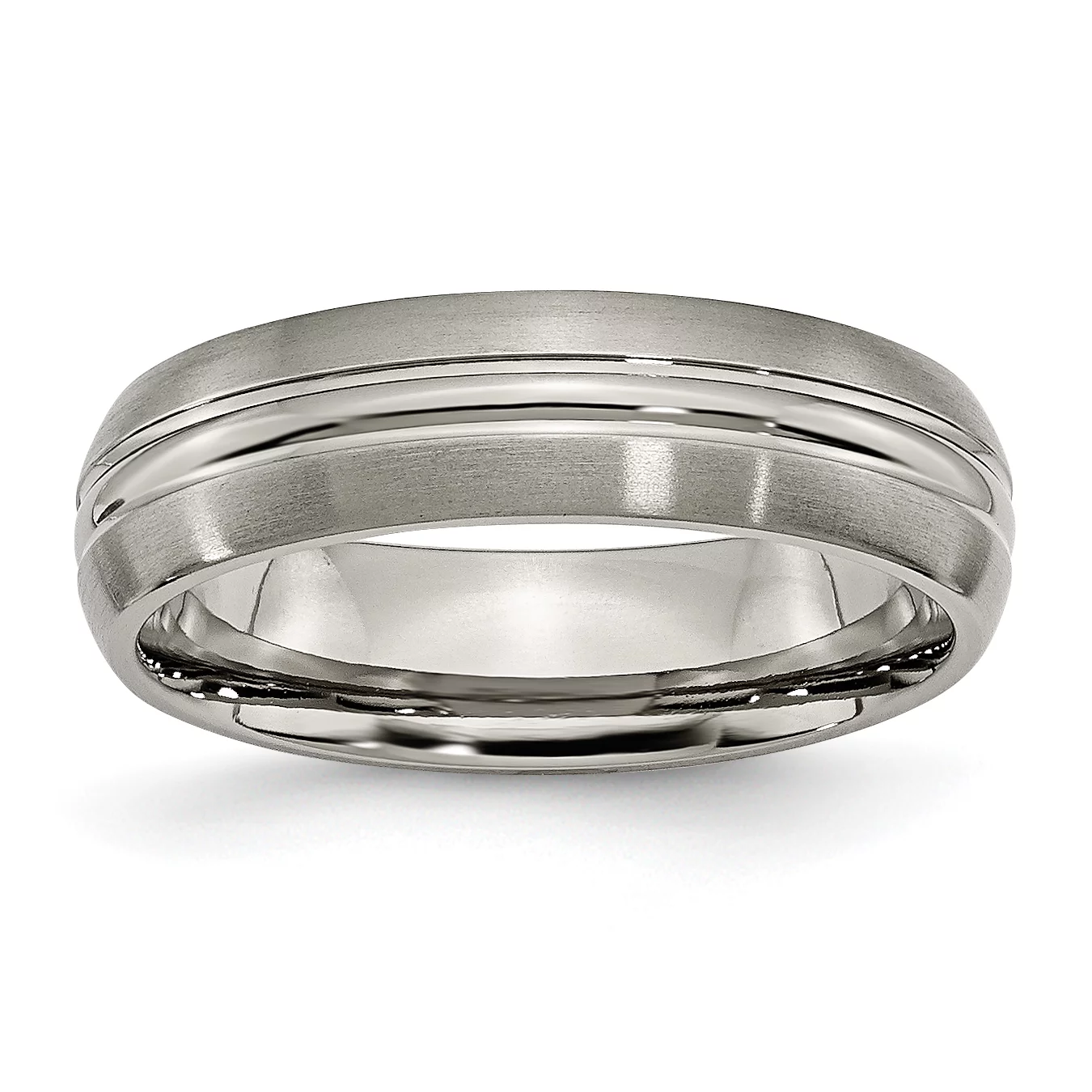 Carat In Karats Titanium Brushed Center 6mm Grooved Band Size 12.5 - Unisex Ring