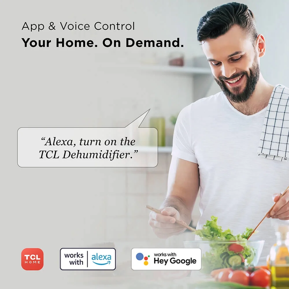 TCL H50D27W 50 Pint Smart Dehumidifier with UV-C Perfect for areas up to 4,500 sq. ft.