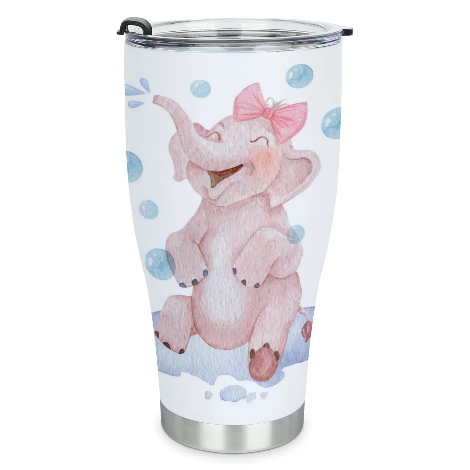 Hidove Stainless Steel Tumbler, Bathing Elephant 30oz Leak Proof & Stainless Steel Bottle for Hot & Cold Drinks - Coffee Travel Mug, Water Metal Canteen, Thermal Cup