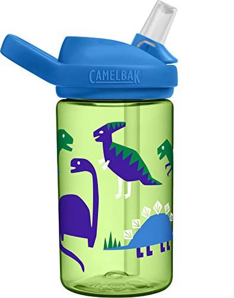 CamelBak eddy+ 14 oz Kids Water Bottle with Tritan Renew – Straw Top, Leak-Proof When Closed, Hip Dinos