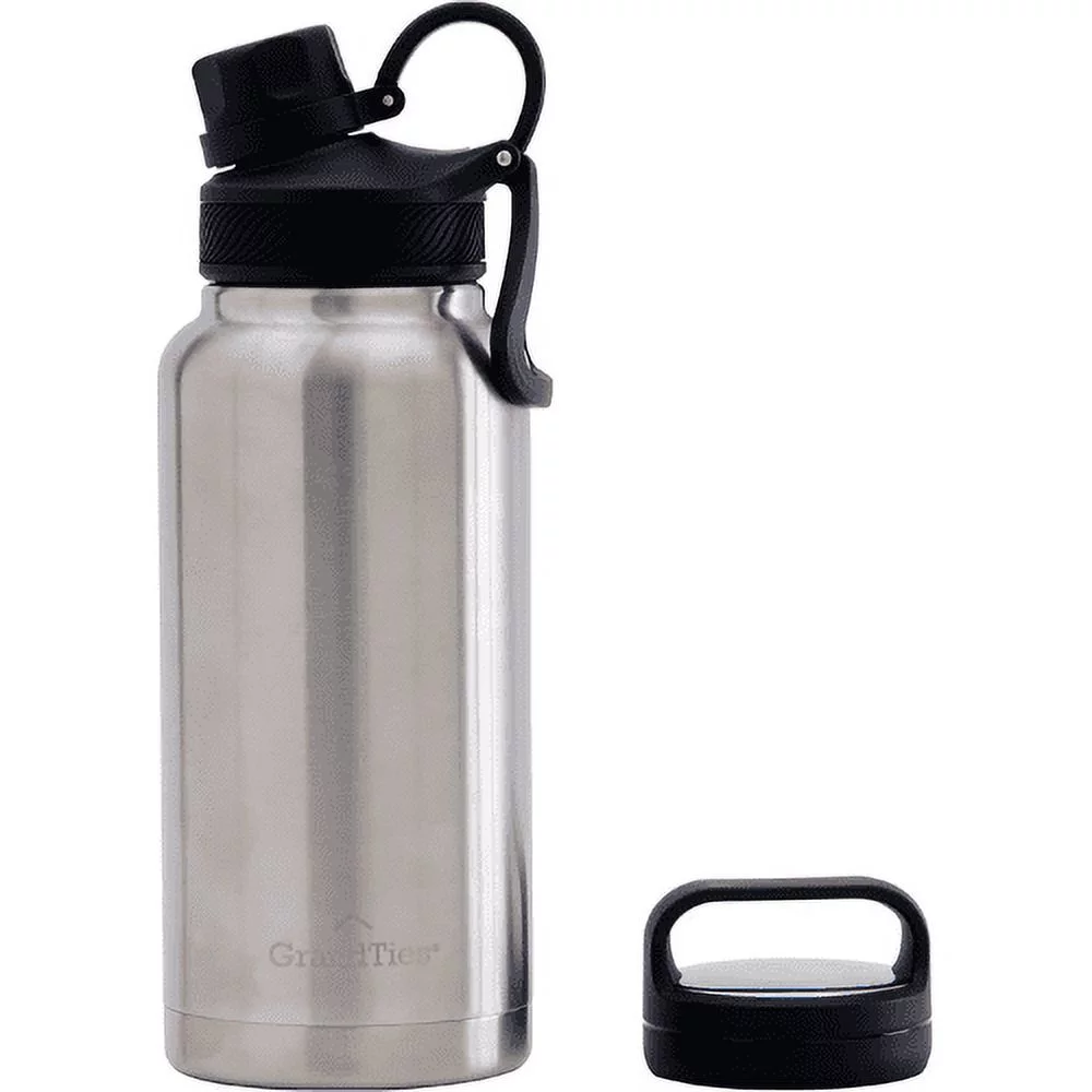GrandTies 32oz Sports Stainless Steel Water Bottle - Classic Silver