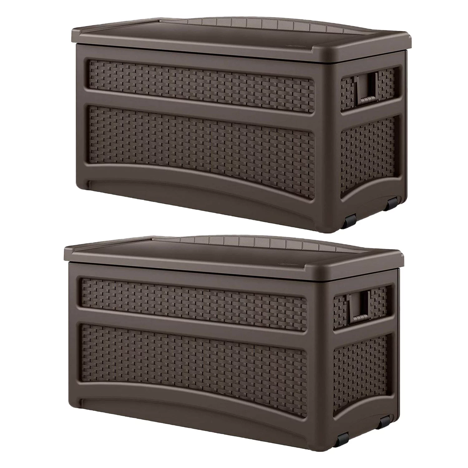 Suncast Outdoor 73 Gallon Garden Patio Storage Chest with Handles and Seat, Java (2 Pack)