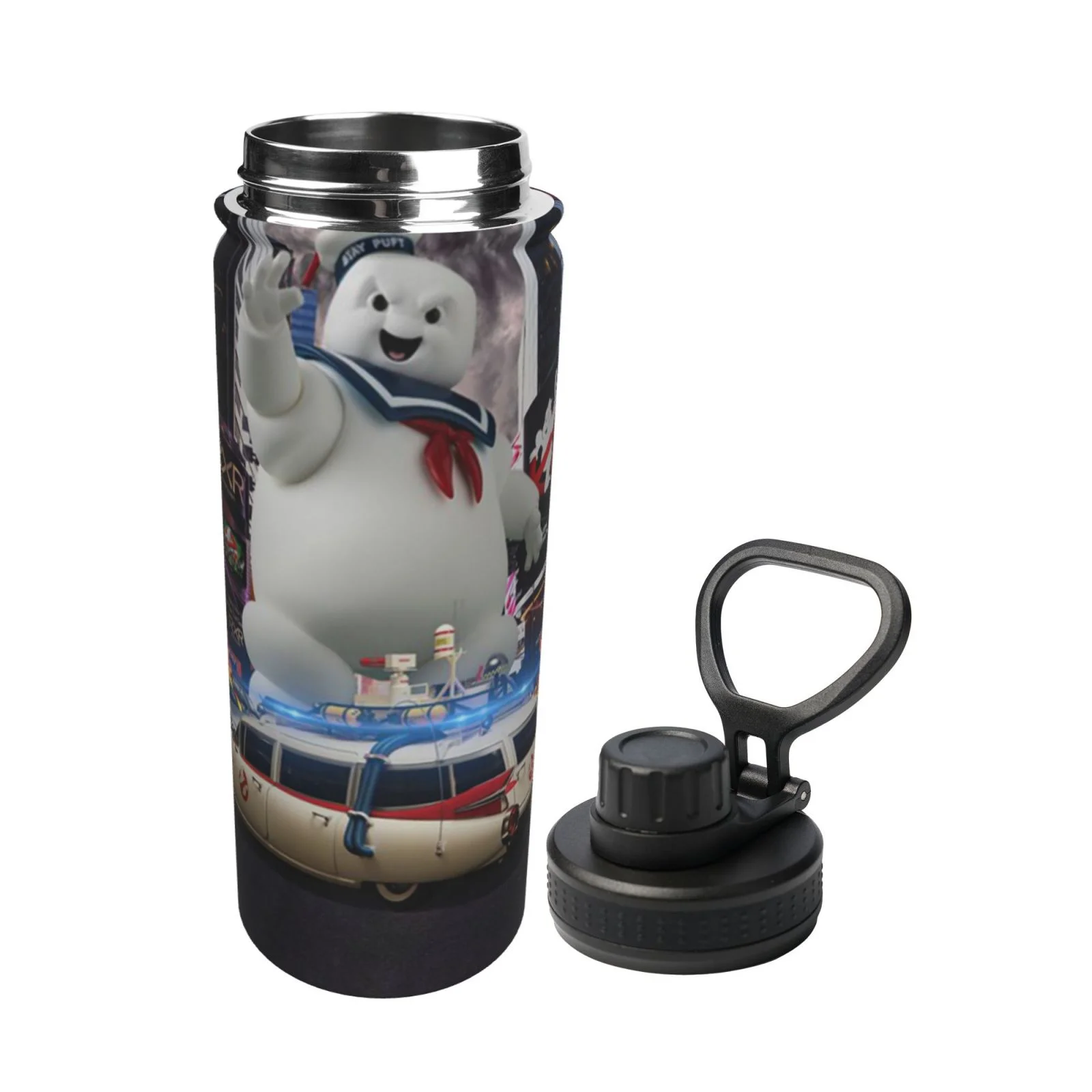 Stay-Puft Marshmallow Ghostbusters Sports Insulated Water Bottles Kettle Stainless Steel Portable Cup18OZ For Travel Gym School