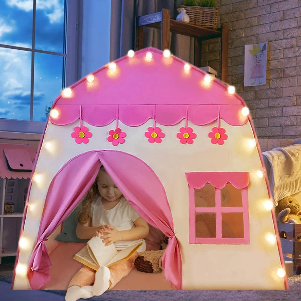 Willwolfer Play House Indoor Princess Castle Teepee Play Tent For Kids Girls Birthday Christmas Gift