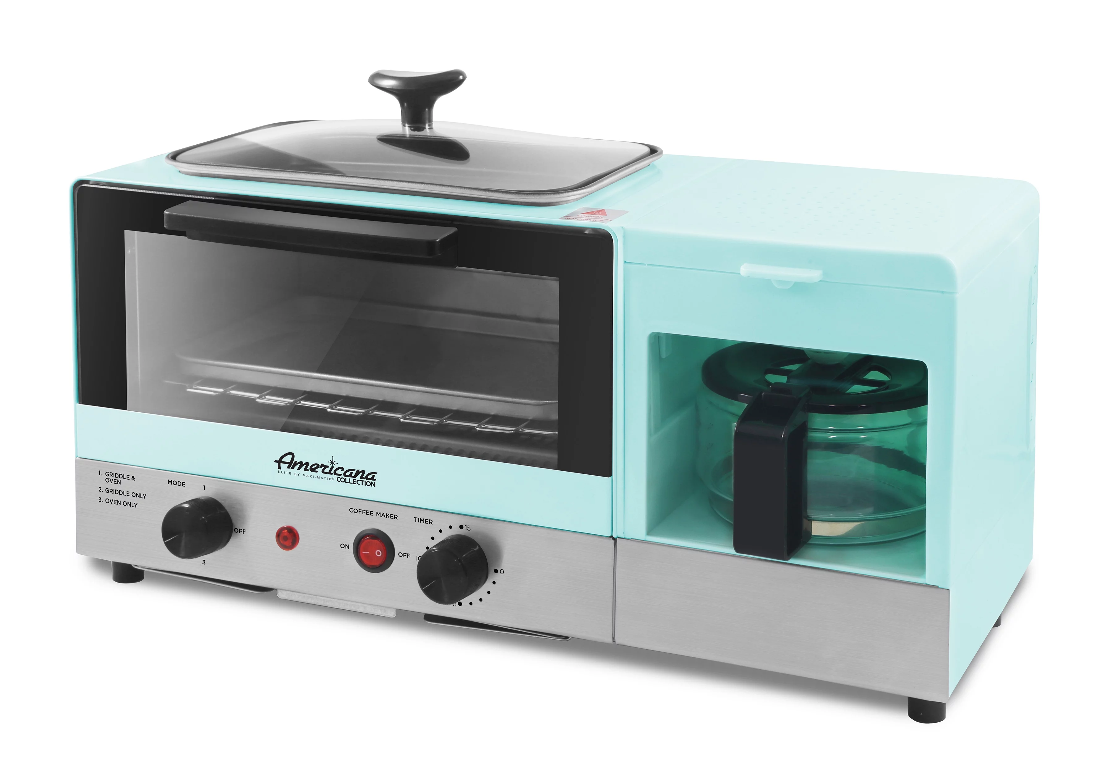 Elite Gourmet New Collection 3-in-1 Multifunctional Breakfast Center, Toaster Ovens.