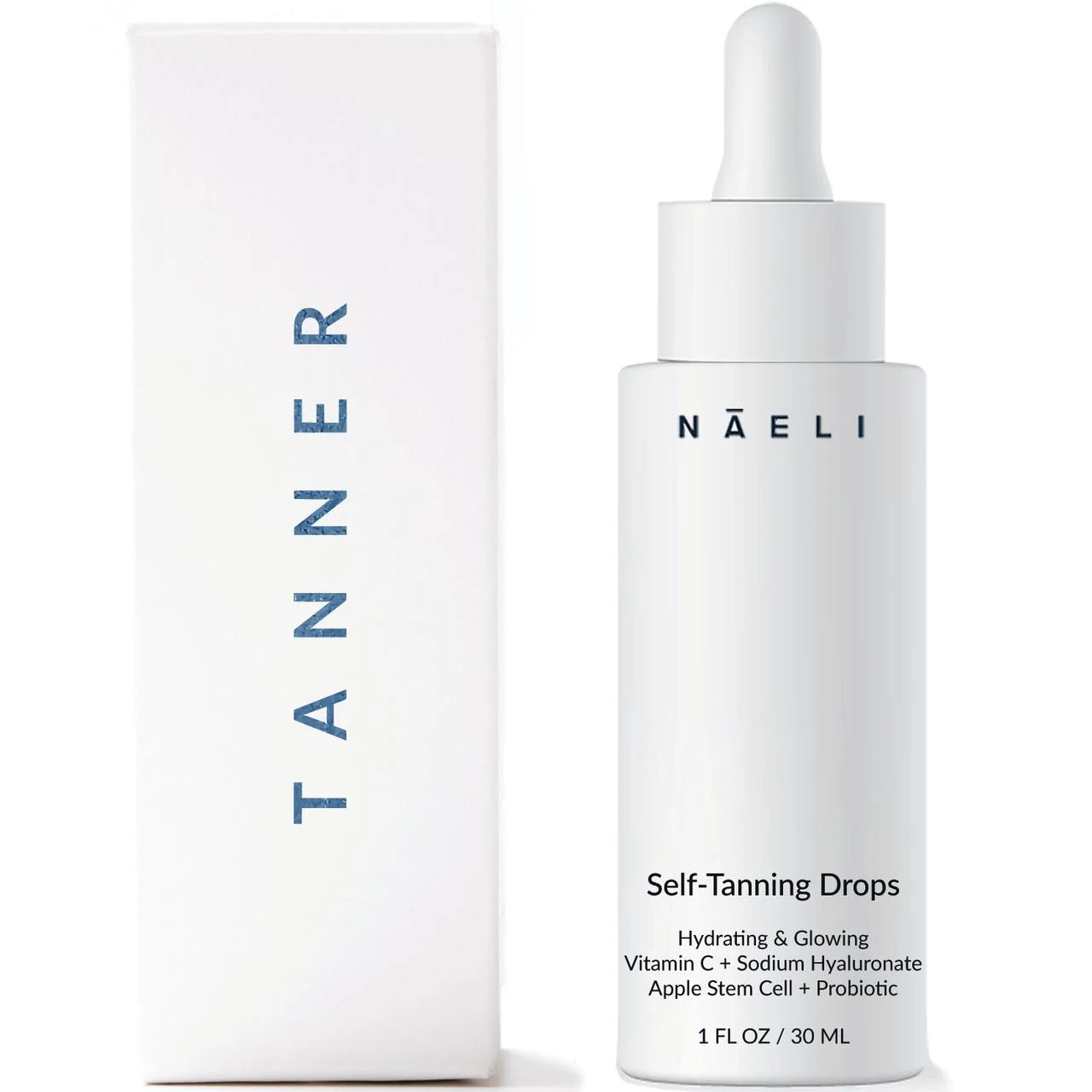 Self Tanner - Gradual Tanning Bronzing Drops for Face with Vitamin C, Apple Stem Cell & Probiotic, 1 oz