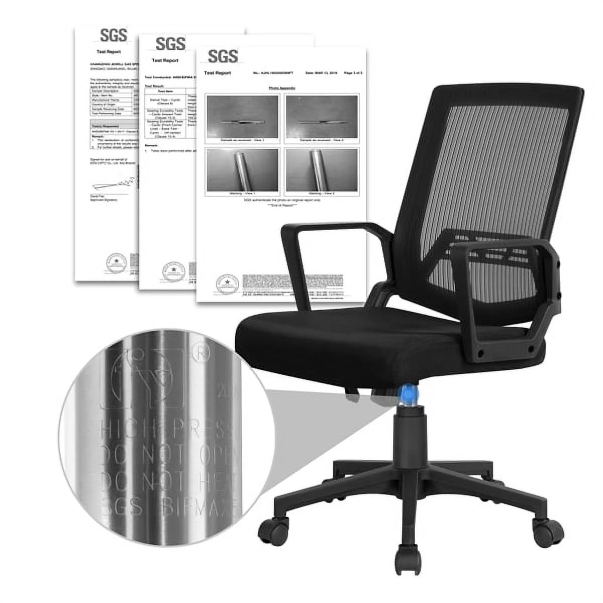Topeakmart Height Adjustable Mesh Office Chair Computer Chair with 360° Rolling Casters, Black