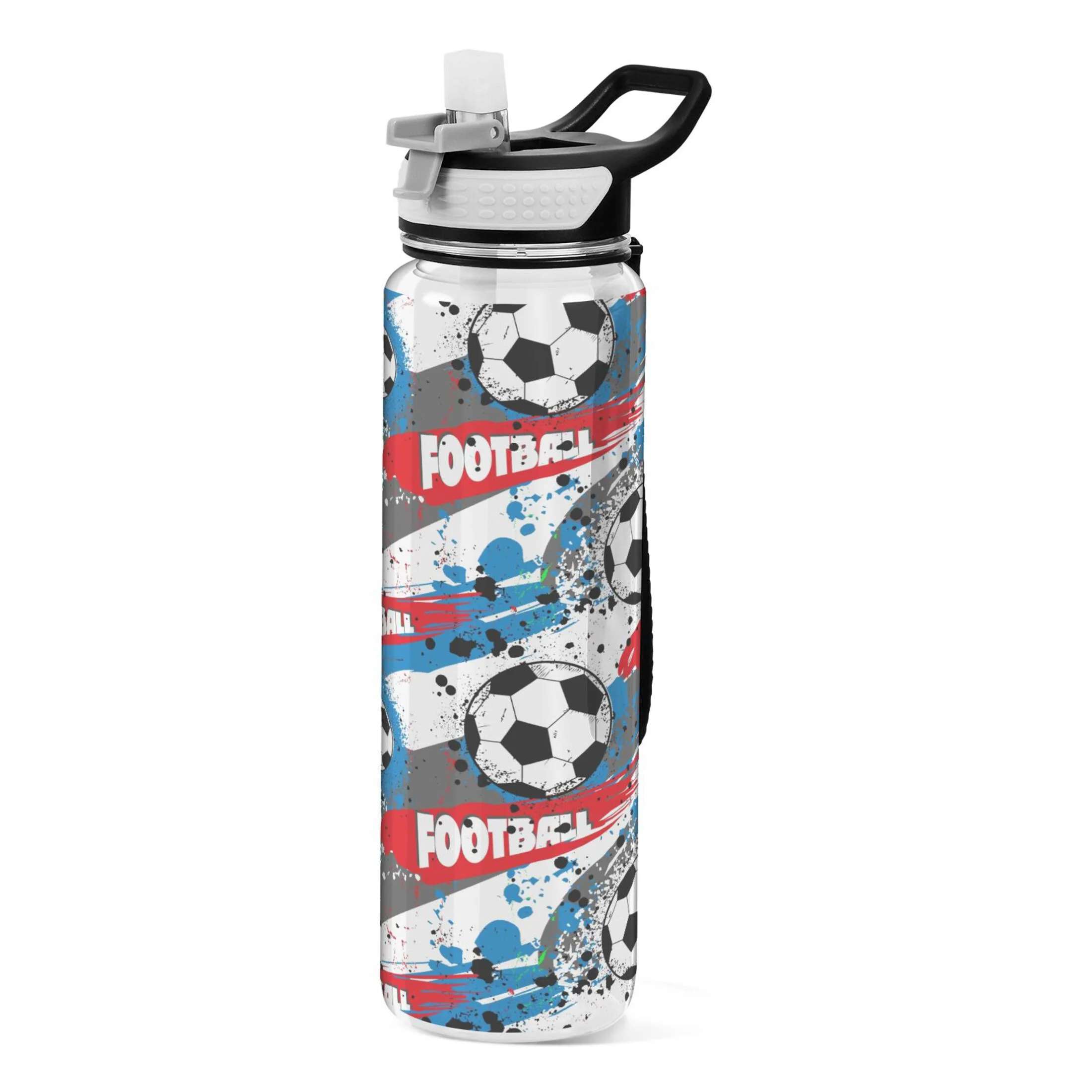 Footballs 32oz Sports Water Bottles Leakproof Tritan Bottle with Straw BPA Free Clear Bottle for Fitness Gym Outdoor Cycling