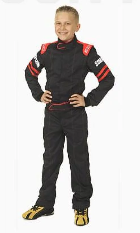 Simpson Racing LY23271 Legend II (SFI-1) Racing Suit - Youth Medium - Black/Red