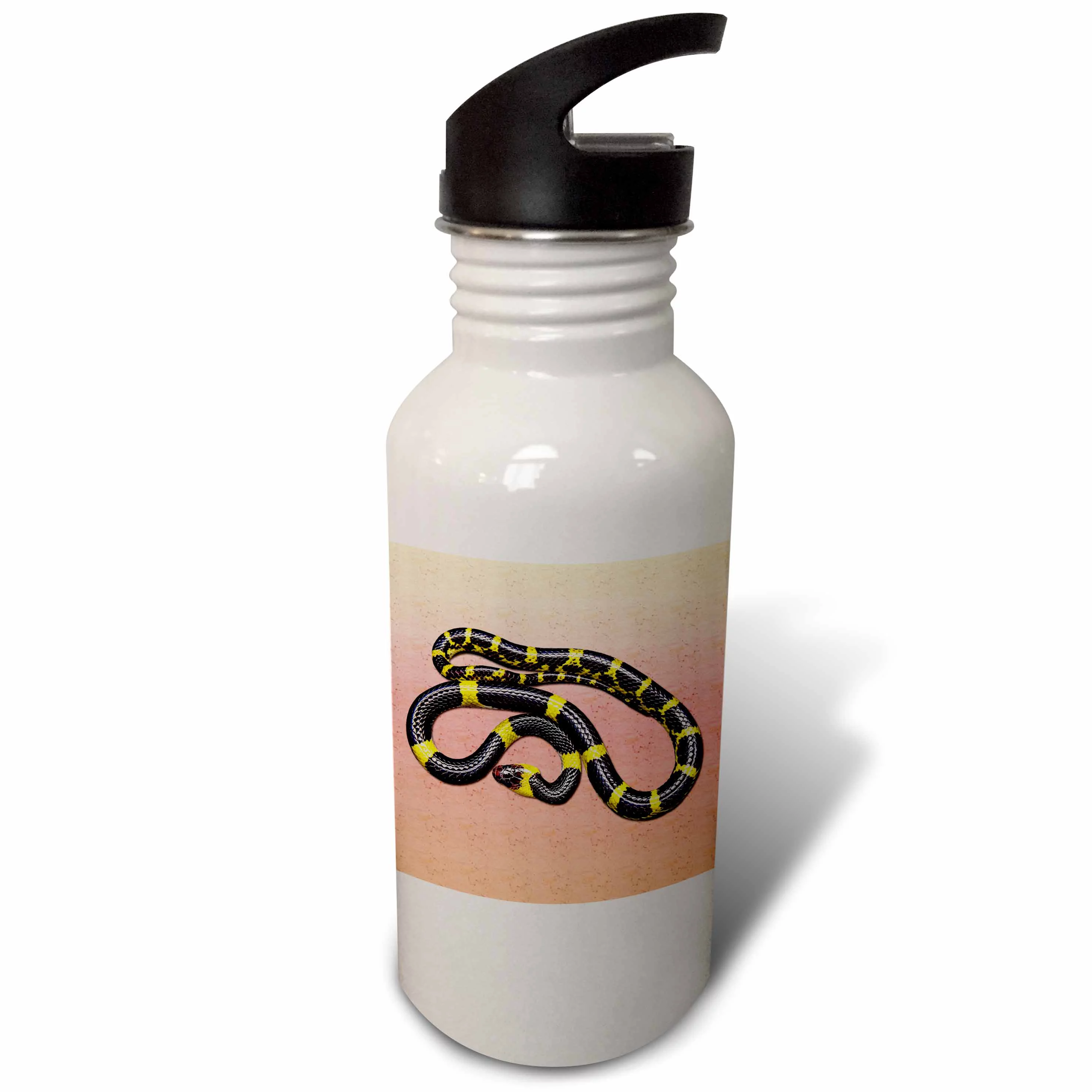 Snake. Yellow and black. Popular image. 21 oz Sports Water Bottle wb-216464-1